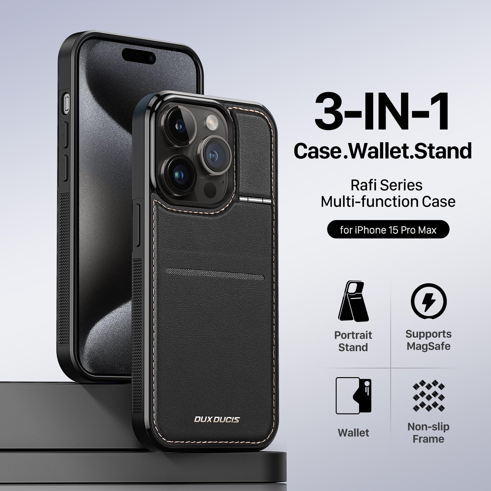 DUX DUCIS Leather iPhone 15 Pro Max Case (6.7