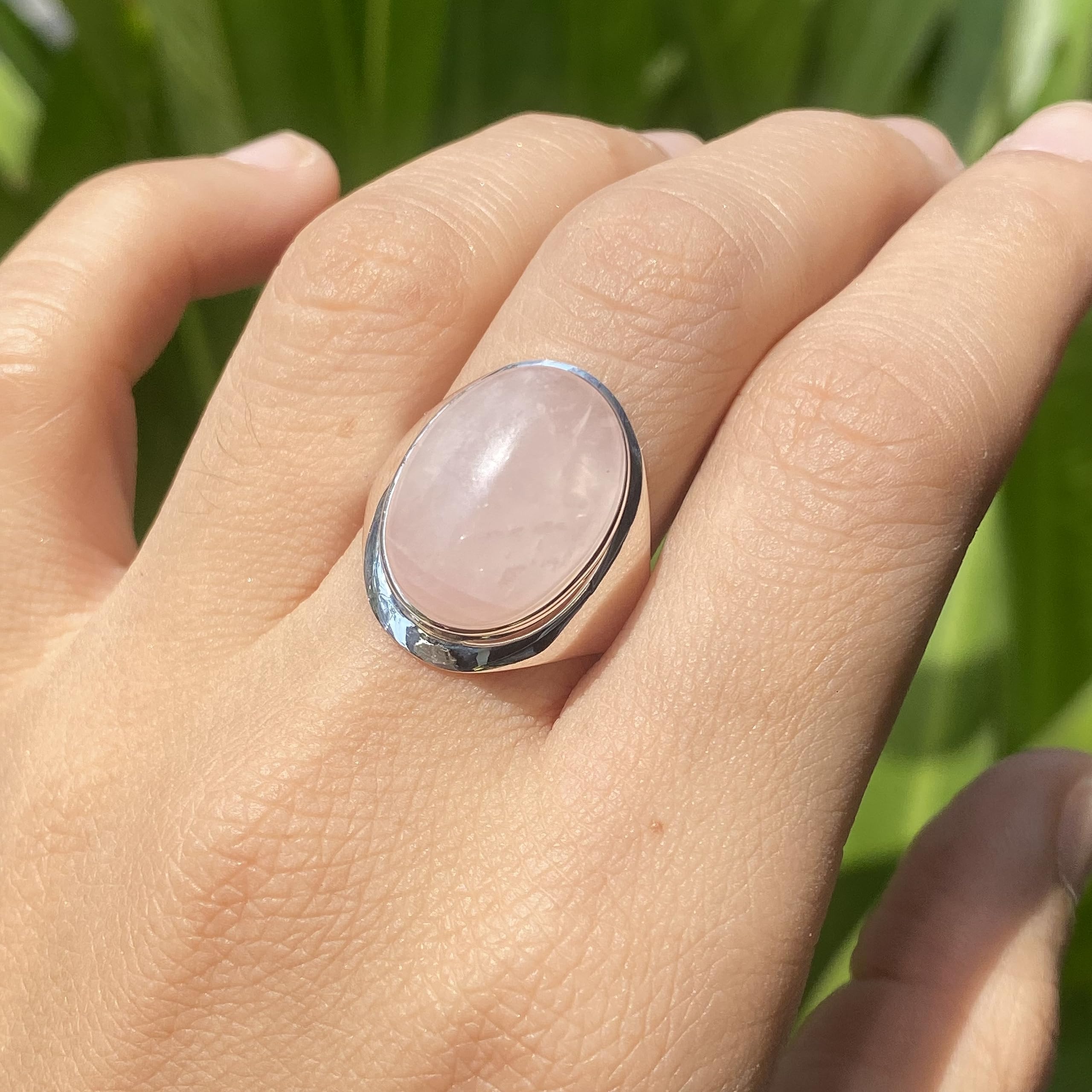 925 Sterling Silver Rose Quartz Ring | 13x18mm Oval Natural Rose Quartz Stone Ring for Women | Perfect for Meditation, Healing & Spiritual Jewelry Gifts