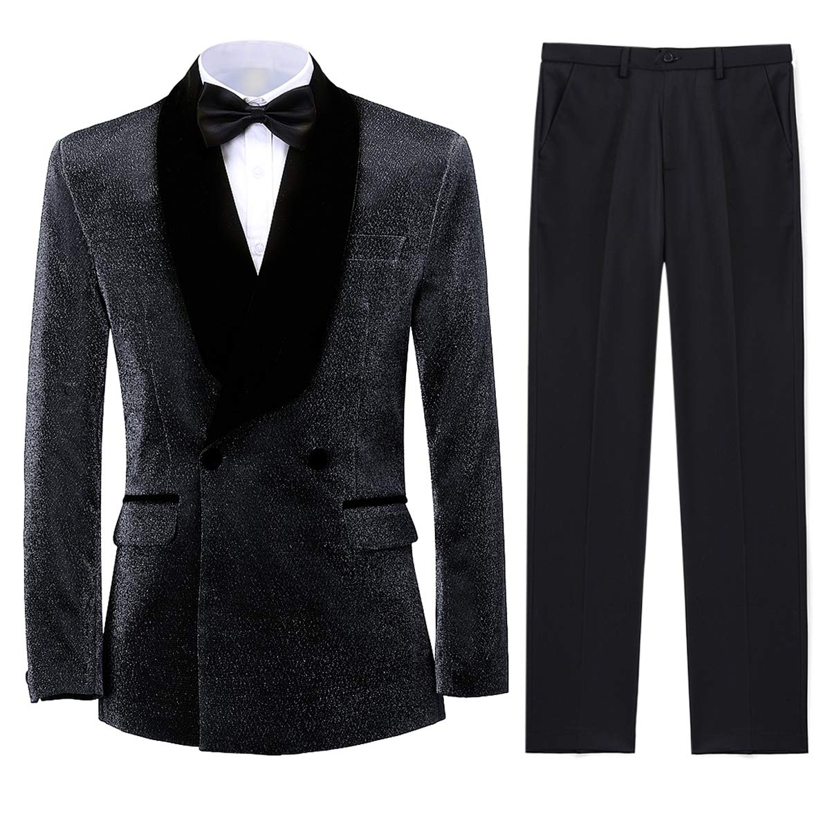 Men's 2-Piece Tuxedo Suit Set - Single Button Double Breasted Jacket & Pants for Weddings, Prom & Formal Events
