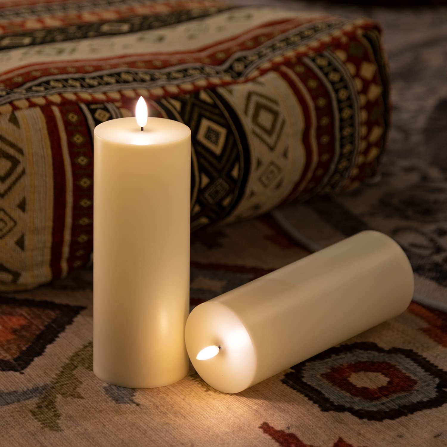 ANGELLOONG Waterproof Flameless LED Candles - Battery Operated with Timer, Set of 2 Large 3x8 Inch Electric Candles for Wedding, Party & Home Decor - Perfect for Outdoor, Indoor & Romantic Ambiance