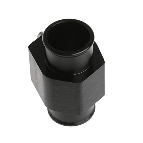 Black Aluminum Water Temperature Gauge with 40mm Hose Clamps - Universal Radiator Sensor Adapter for Car, Truck & Motorcycle Cooling System Monitoring