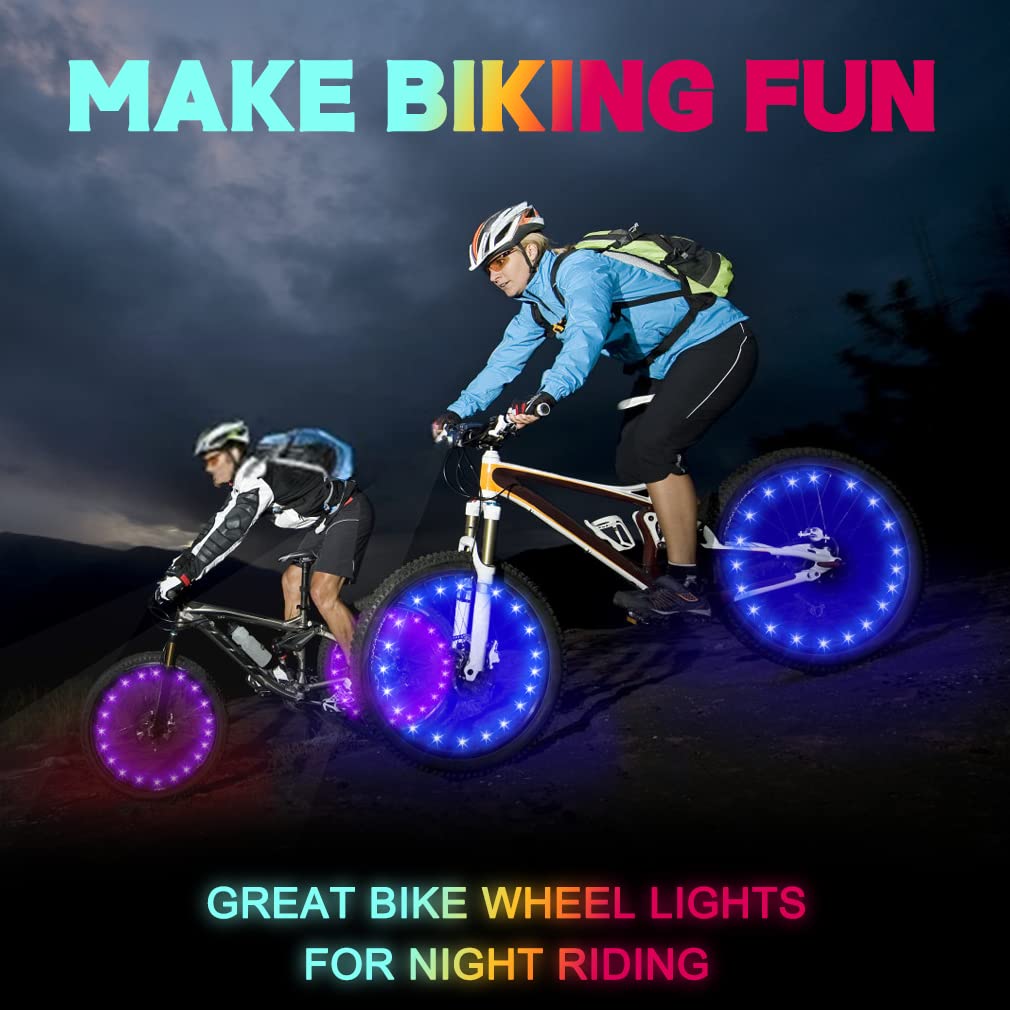 TINANA 2-Pack Ultra Bright LED Bike Wheel Lights - Waterproof Bicycle Spoke Lights for Night Riding Safety - Cycling Decoration for Kids & Adults - Perfect for Commuting, Night Cycling, and Outdoor Adventures