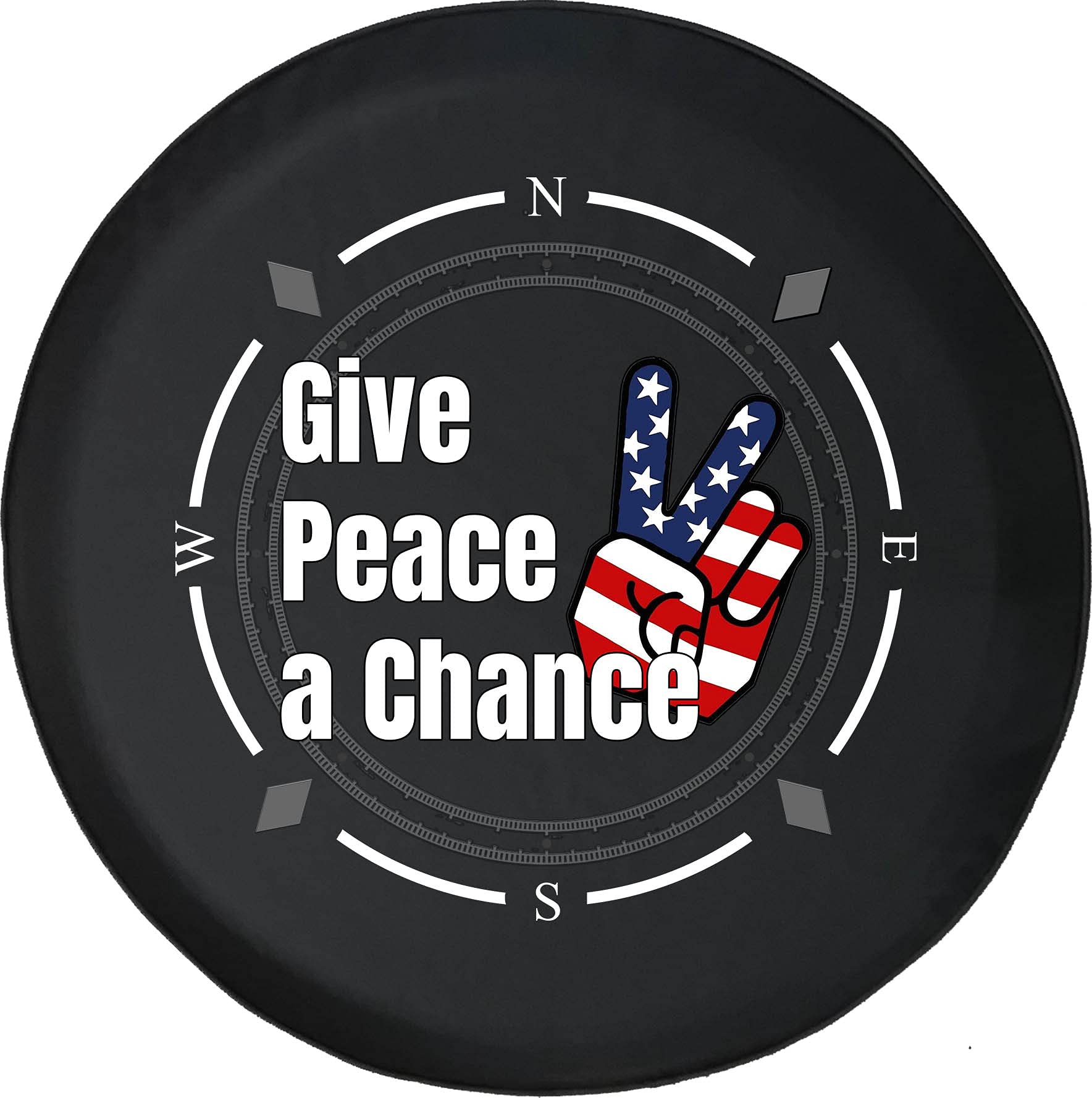 American Flag Spare Tire Cover with Compass Design - Universal Fit for SUV, Trailer, RV & Most Vehicles | Durable Wheel Accessory for Road Trips & Outdoor Adventures