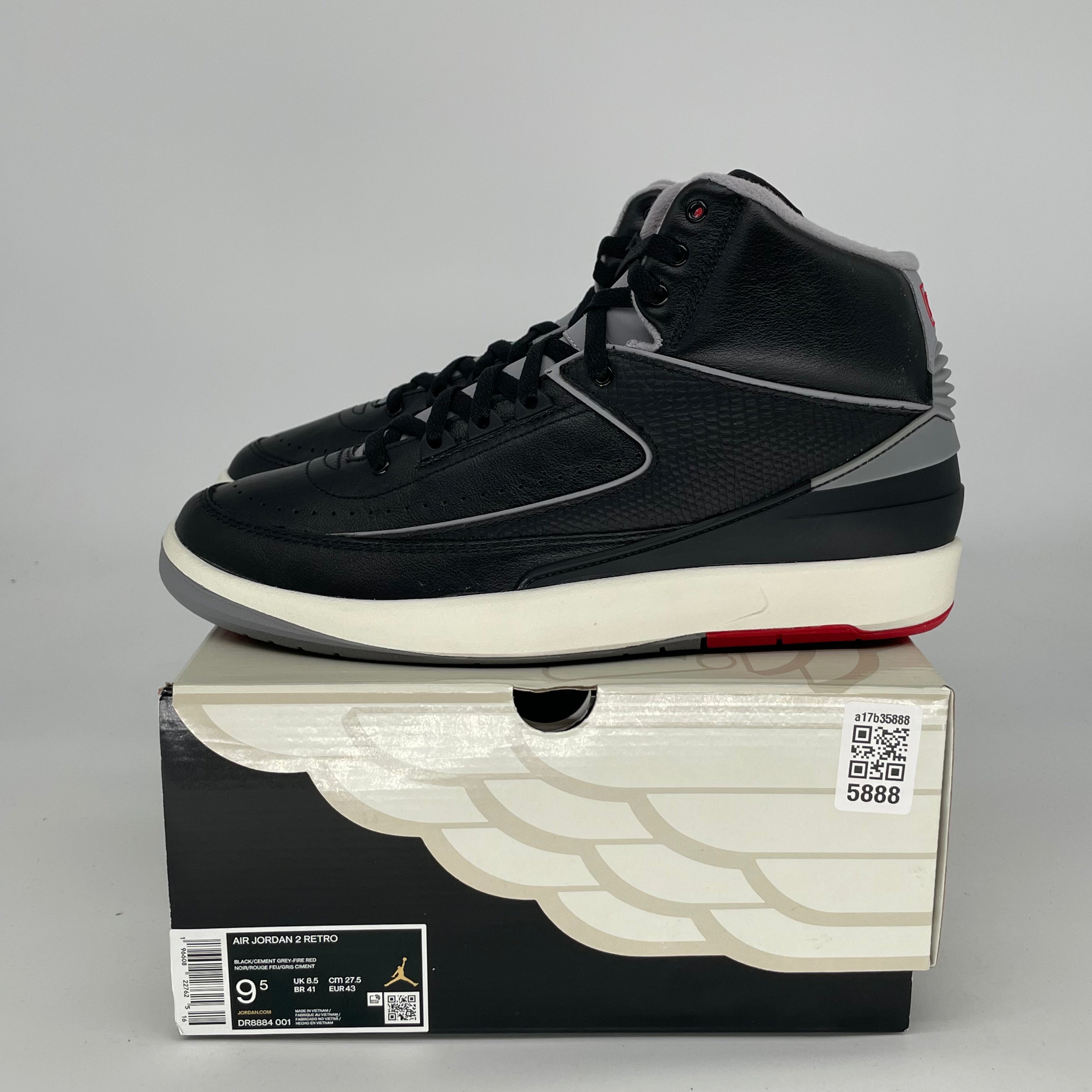 AIR JORDAN 2 Retro Black Cement Men's Basketball Shoes Size 9.5/11W (DR8884-001) - Perfect for Streetwear, Sneaker Collection & Basketball Games