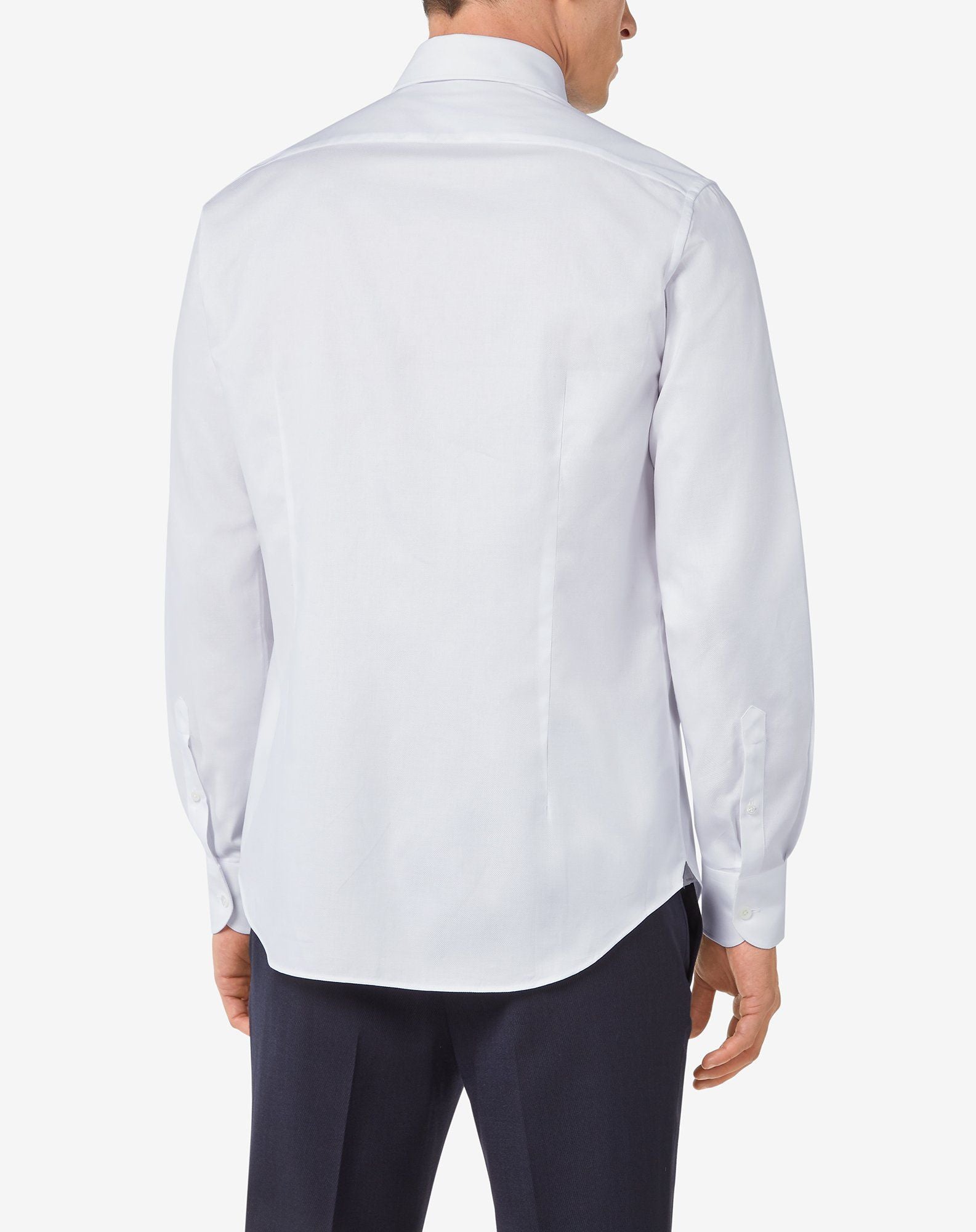 Premium Corneliani Cotton Oxford Long Sleeve Dress Shirt for Men - Classic White Business Casual Shirt for Office, Weddings & Formal Events