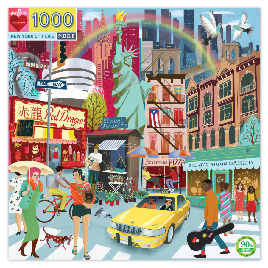 eeBoo 1000 Piece Jigsaw Puzzle - New York City Street Scene | Premium Quality Puzzle for Adults & Teens | Perfect for Family Game Night & Stress Relief
