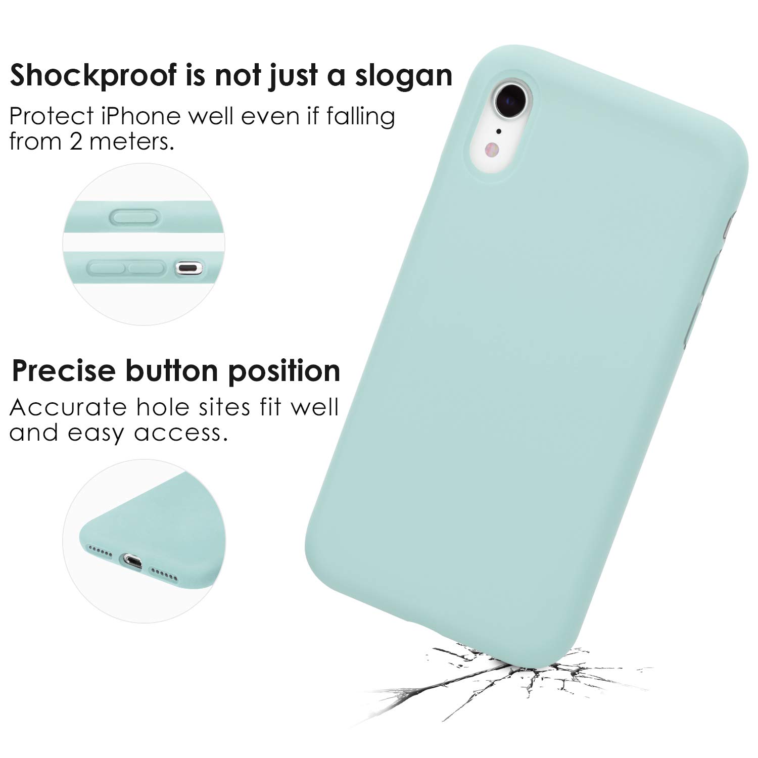 JASBON Soft Liquid Silicone Case for iPhone XR - Shockproof Protective Cover with Raised Edges, Slim Fit & Non-Slip Grip (Sea Green) - Perfect for Everyday Use, Work & Travel