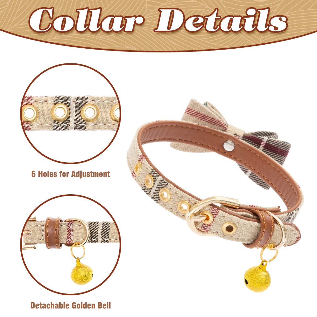 EXPAWLORER Adjustable Dog Collar and Leash Set with Plaid Bow Tie & Bandana - Tangle-Free Leash for Small, Medium & Large Dogs - Perfect for Holidays, Walks & Gifting (Ideal for Christmas, Birthdays & Pet Parties)