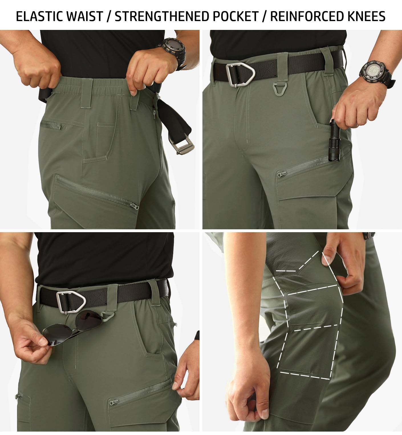 NAVEKULL Men's Lightweight Tactical Hiking Pants - Quick Dry, Stretchable, Multi-Pocket Outdoor Cargo Pants for Hiking, Camping & Work | Durable & Comfortable Tactical Trousers