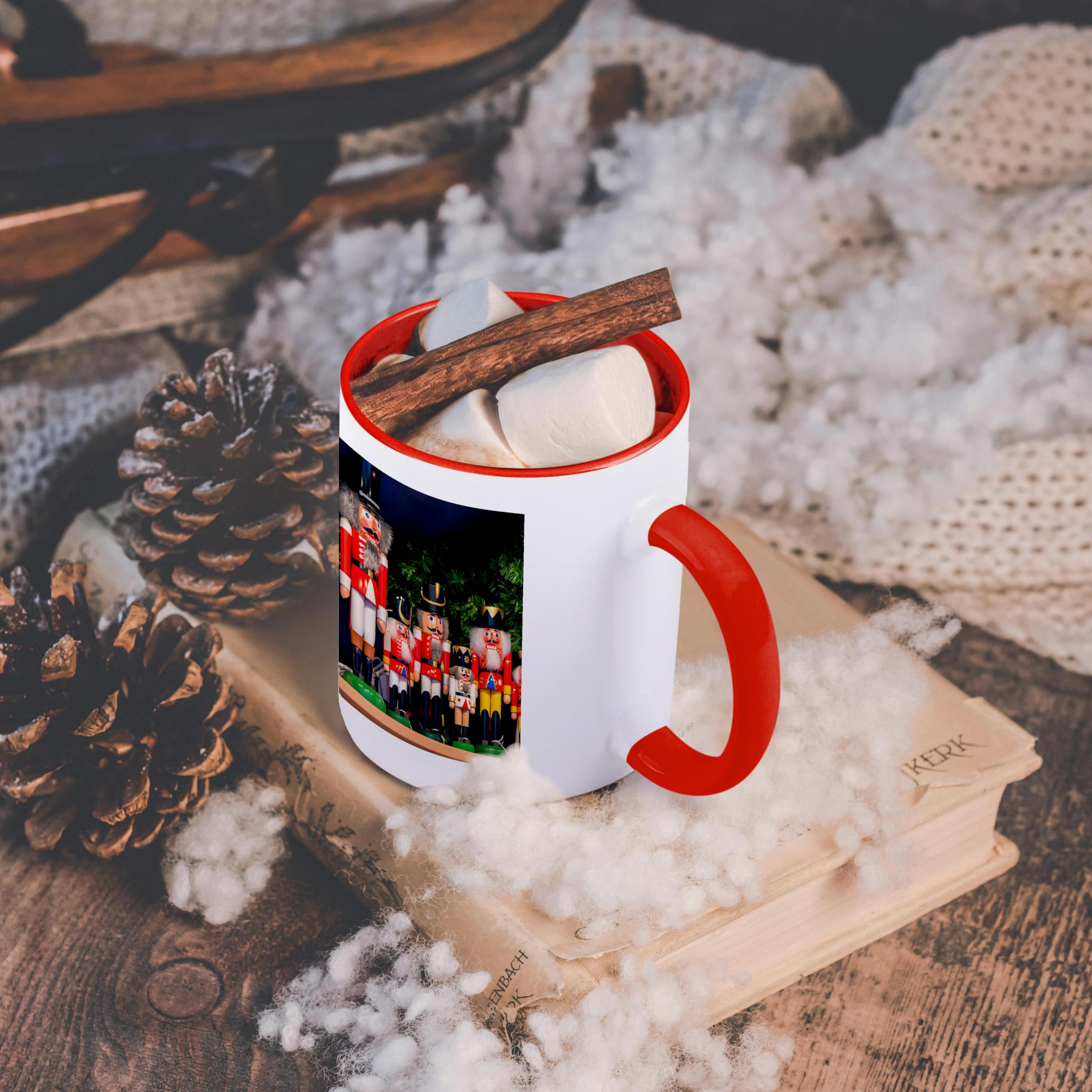 3D Rose Nutcracker Ceramic Coffee Mug - 11 oz Red and White Holiday Design - Perfect for Christmas Gifts, Office Use & Cozy Home Decor