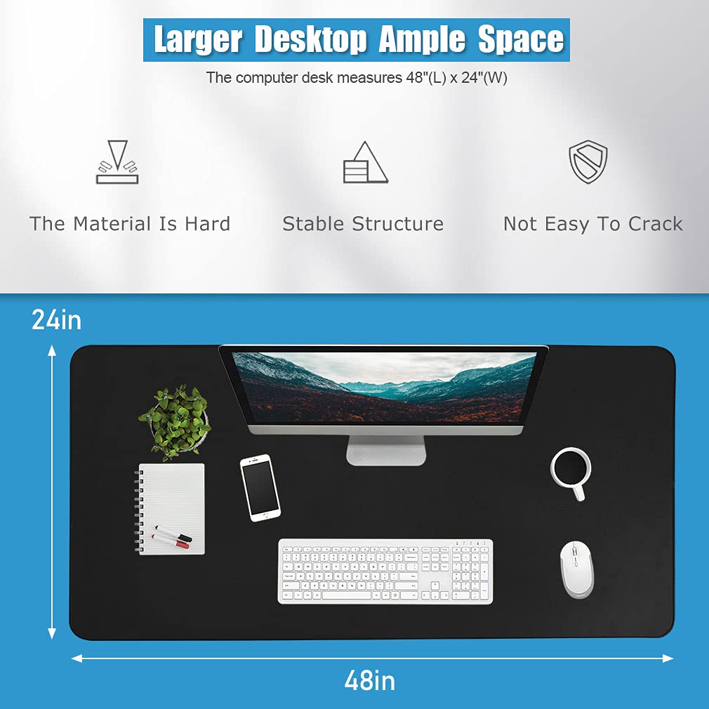 48 Inch Adjustable Height Standing Desk - Ergonomic Sit Stand Computer Desk with Large Workspace for Home Office & Gaming | Fits Dual Monitors | Modern Black Design | Perfect for Remote Work, Study & Productivity