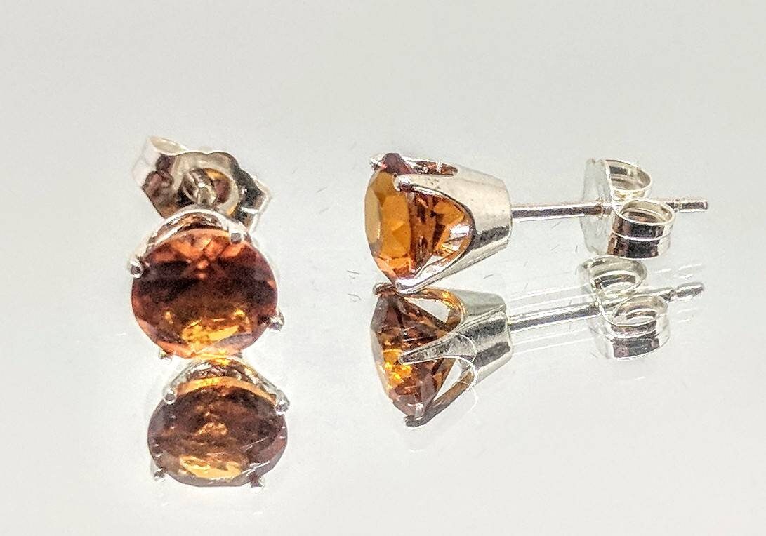Natural Golden Citrine Round Stud Earrings - 6mm Solid Sterling Silver or 14K Gold (Yellow/White/Rose) - February Birthstone Jewelry - Perfect for Daily Wear, Gifts & Special Occasions