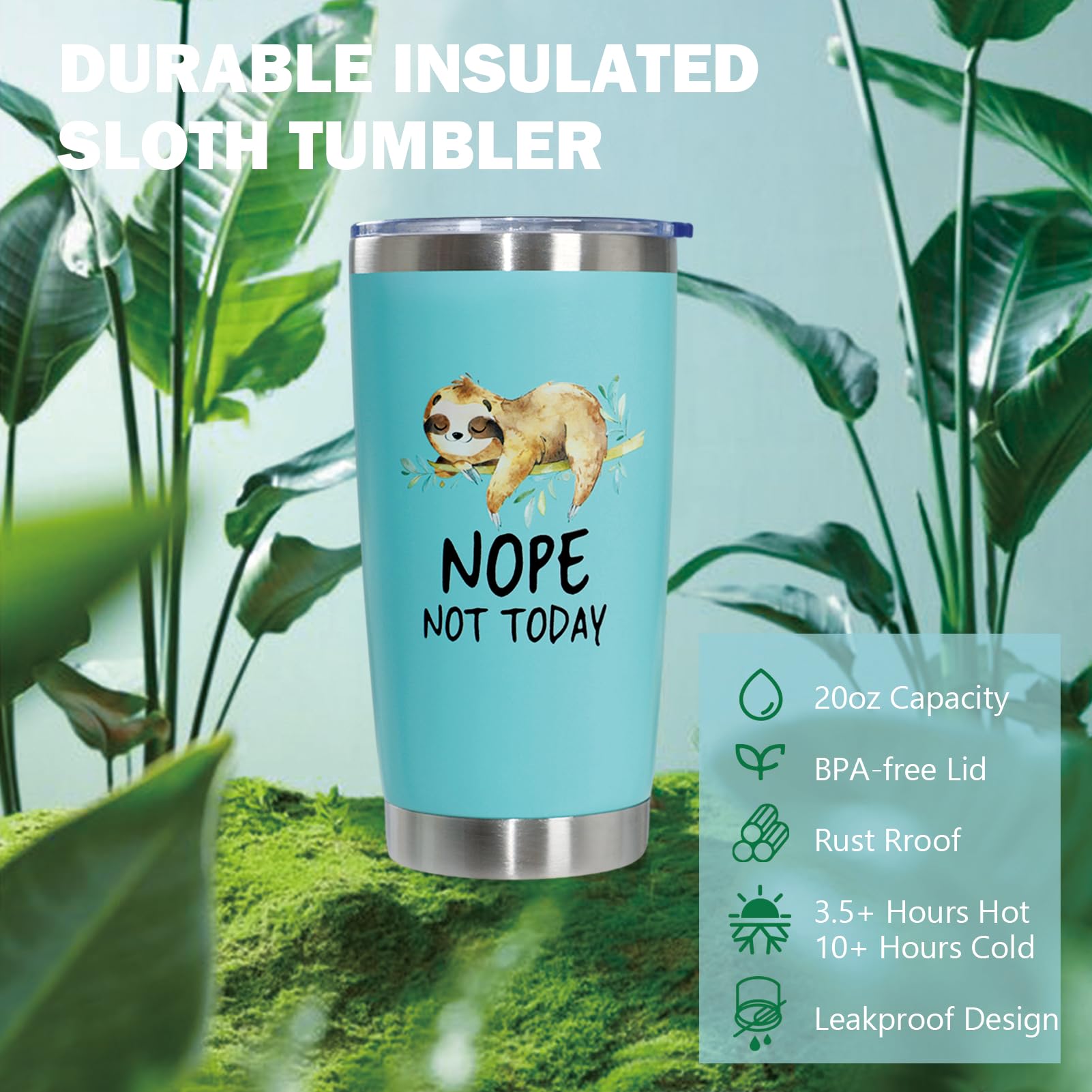 Premium Sloth Gift Set for Women - Unique Birthday Gifts for Her, Cute Sloth Themed Presents for Girlfriend, Teacher or Best Friend - Includes Insulated Tumbler Cup (Green) - Perfect for Birthdays, Anniversaries & Appreciation Gifts