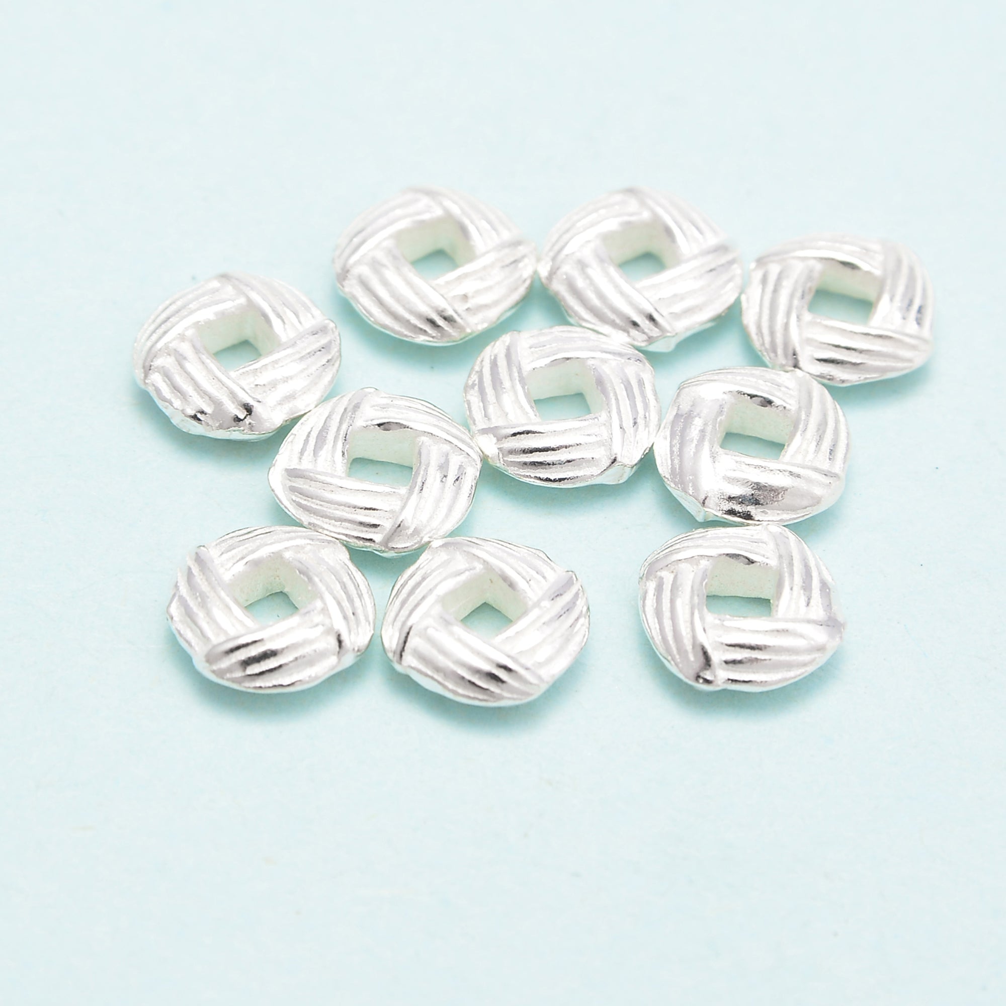 925 Sterling Silver Square Circle Spacer Beads 2x7mm - 7Pcs per Bag for Jewelry Making, DIY Bracelets & Necklaces - Hypoallergenic Craft Beads for Women & Men