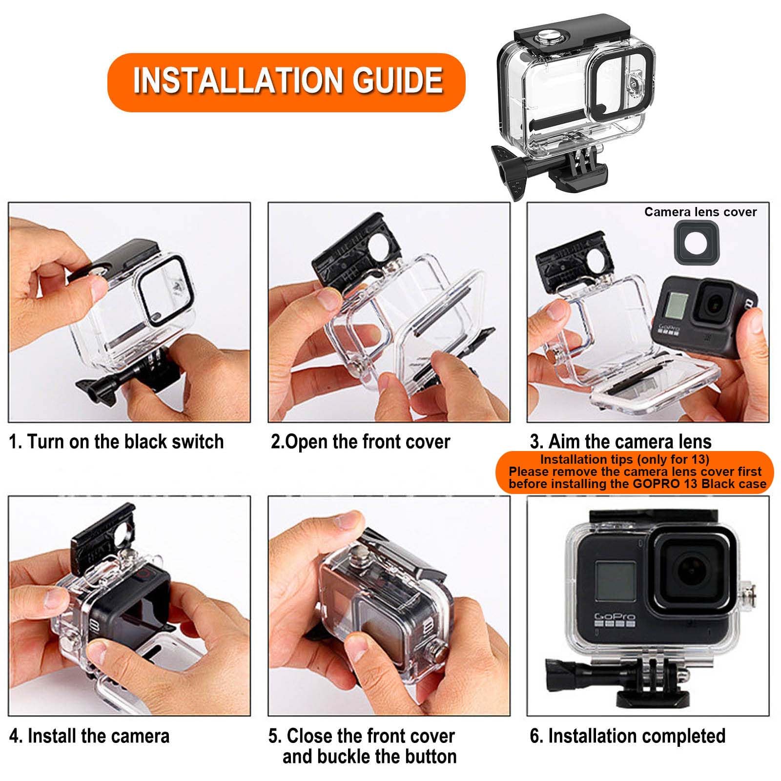 GoPro Hero 13 12 11 10 9 Black Waterproof Housing Case - 60M/196FT Underwater Diving Protection with Camera Handle Mount | Perfect for Scuba Diving, Snorkeling, Surfing & Water Sports