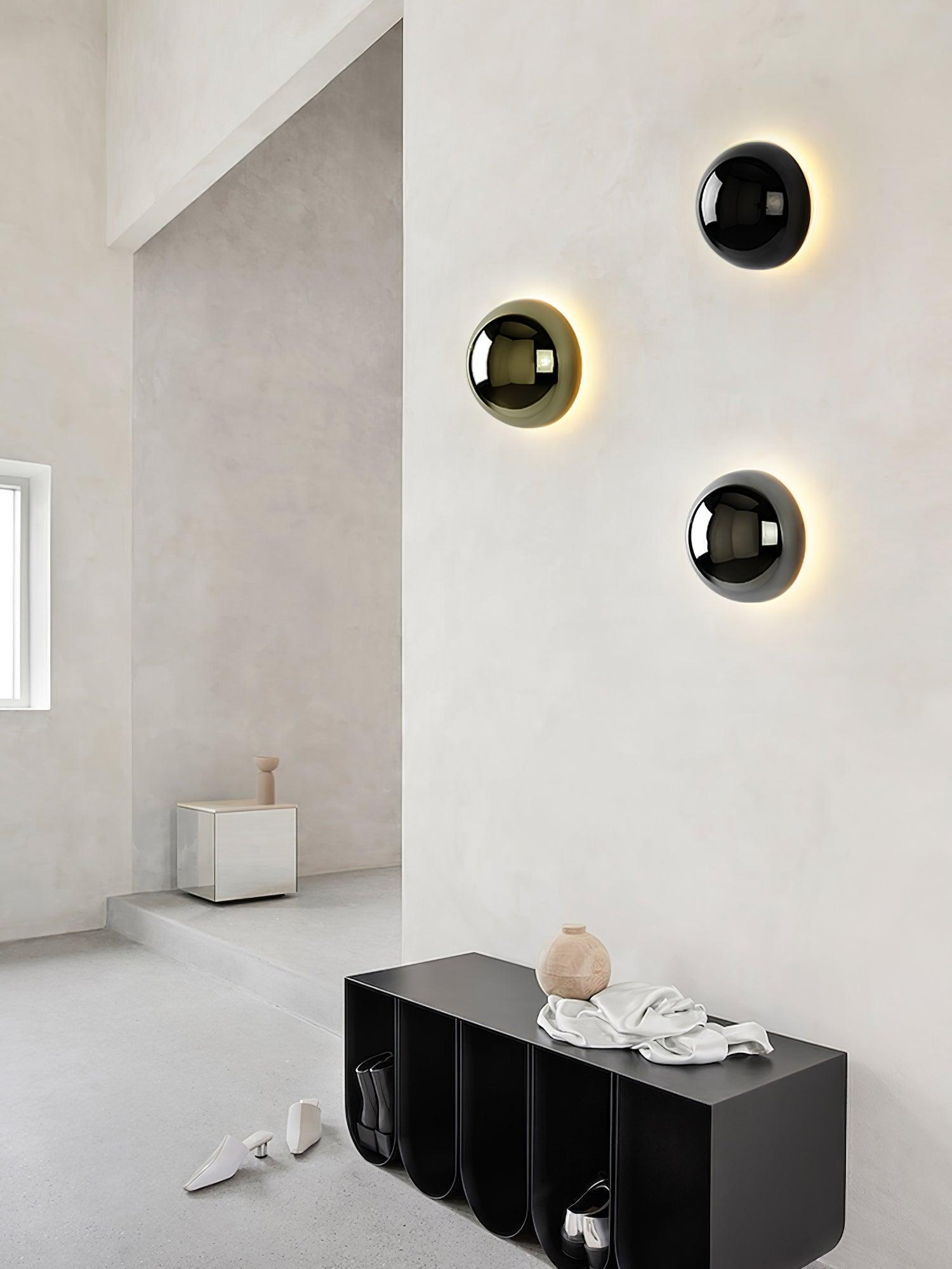Elegant Aurum Sphere Wall Sconce - Modern Gold LED Light Fixture for Living Room, Bedroom, or Hallway Decor
