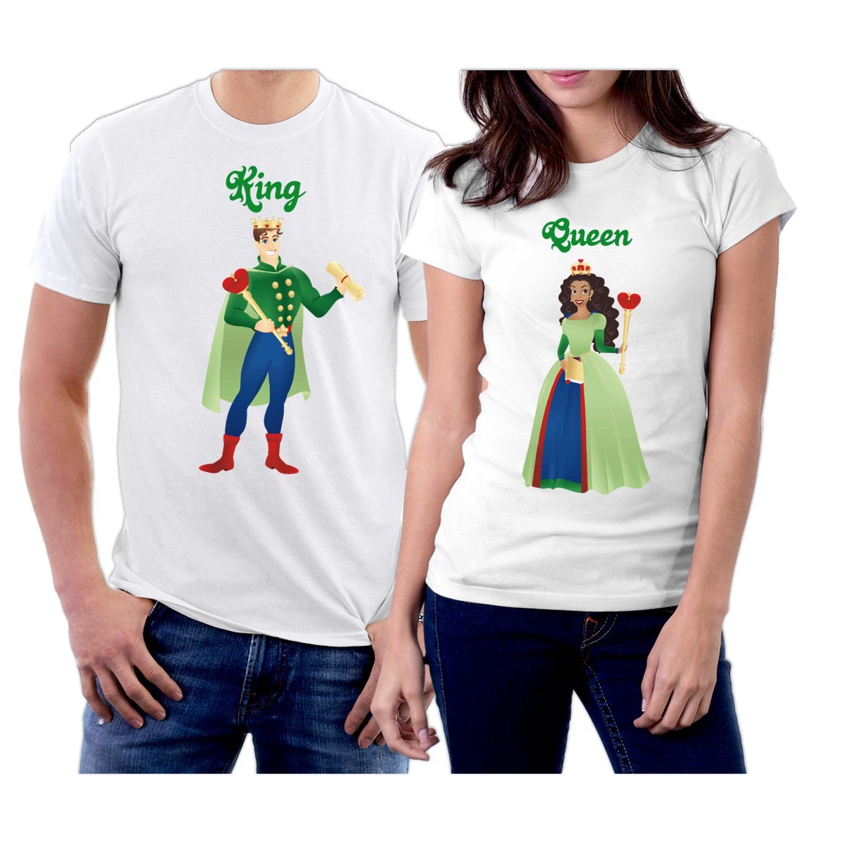 King and Queen Couple T-Shirts for Him & Her - Matching His & Hers Graphic Tees - Perfect for Anniversaries, Date Nights & Couple Photos