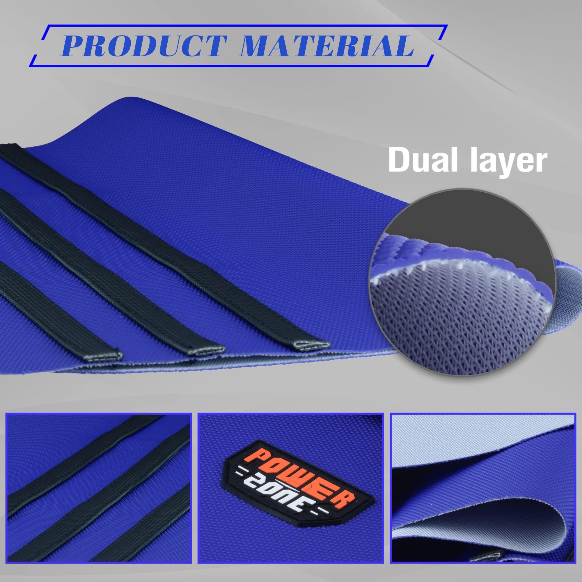 Non-Slip Dirt Bike Seat Cover - Universal Motorcycle Gripper for Motocross & Enduro - Blue & Black Design for Enhanced Riding Comfort & Control - Perfect for Off-Road Trails & Racing