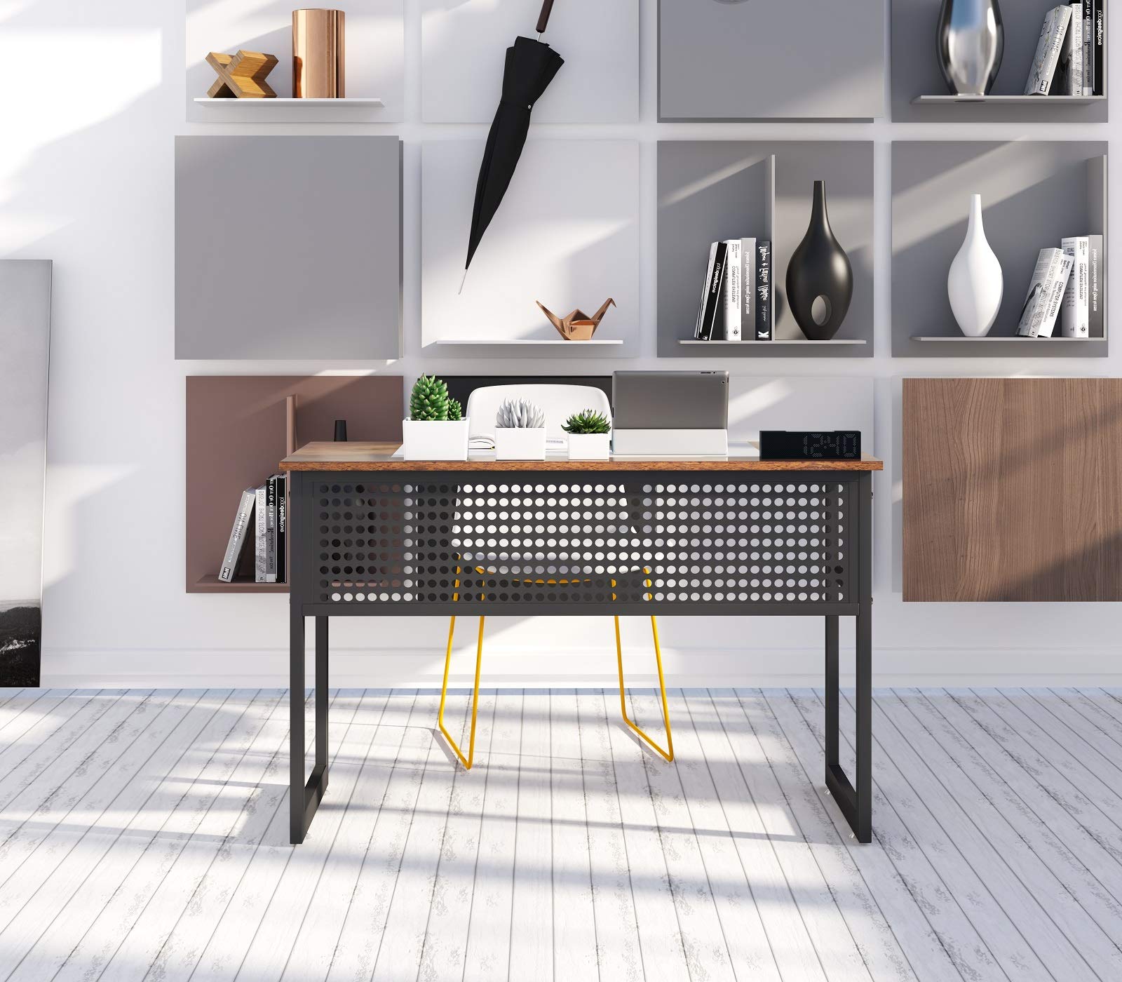 47-Inch Home Office Computer Desk - Modern Industrial Style Small Laptop Table with Metal Frame | Perfect for Study, Remote Work & Small Spaces