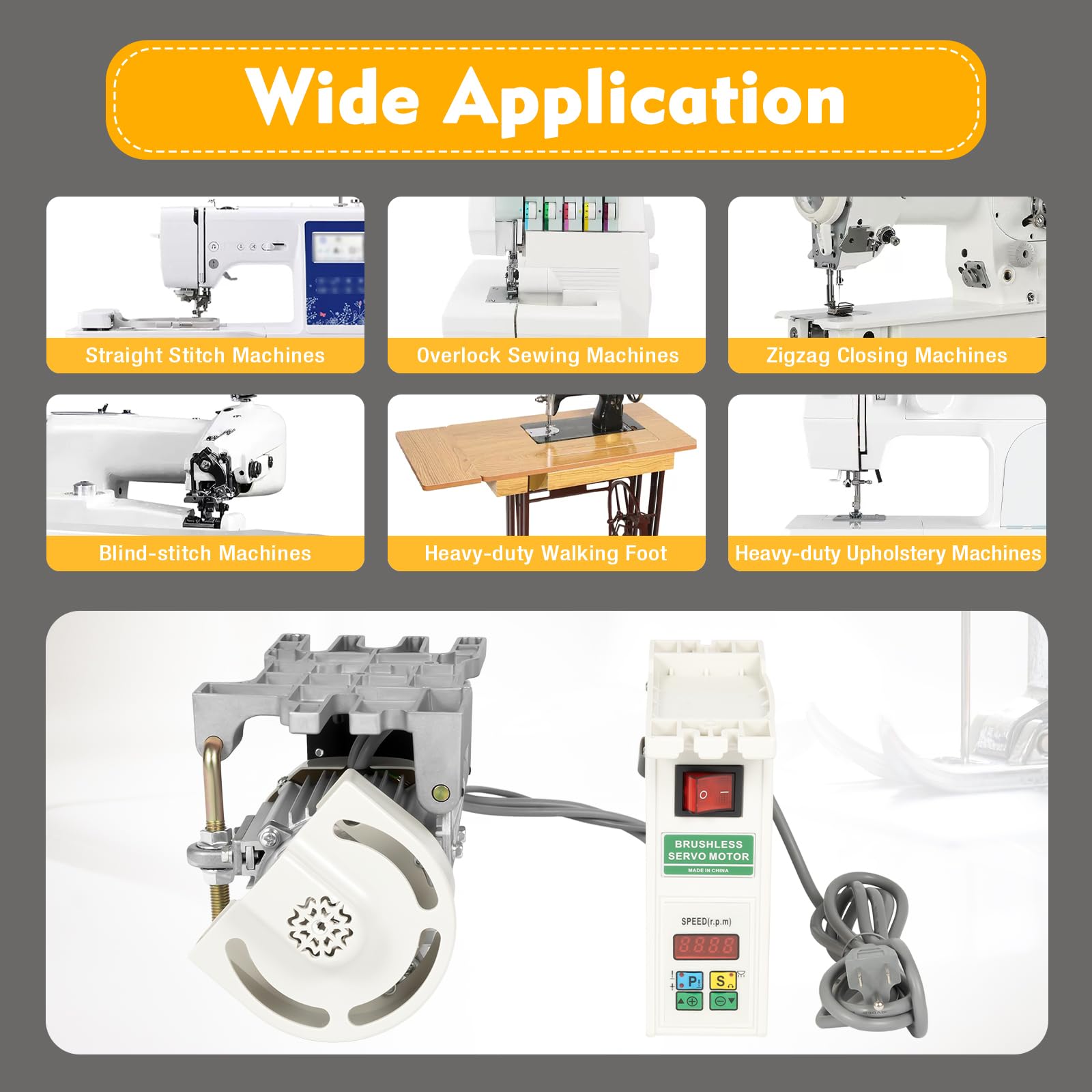 Heavy Duty Industrial Sewing Machine 600W with Brushless Servo Motor & Electronic Control - Perfect for Arts, Crafts, Garment Making & Leather Sewing Projects