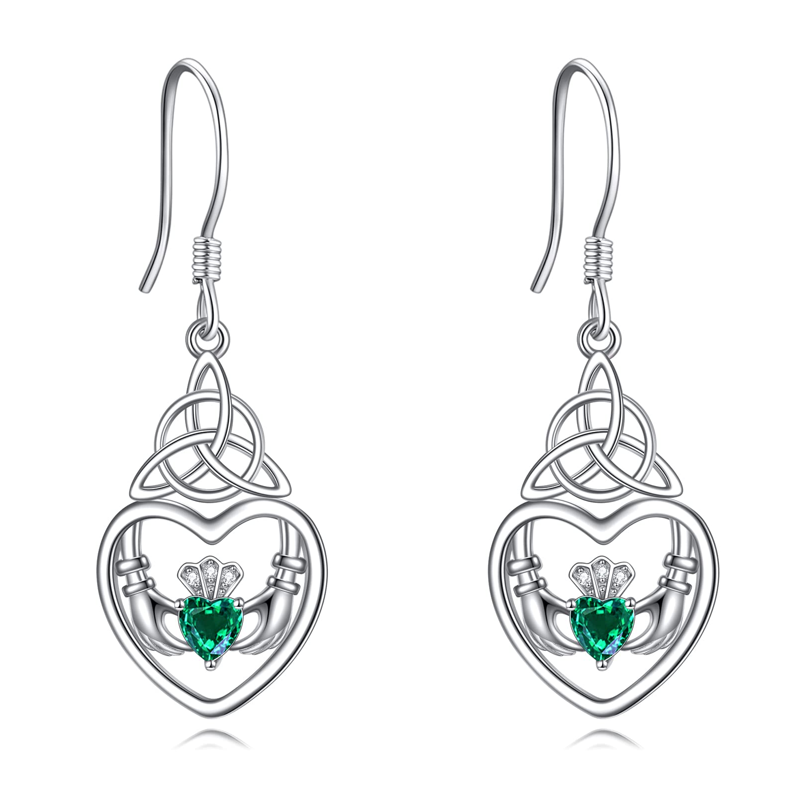 VONALA 925 Sterling Silver Claddagh Celtic Knot Dangle Earrings - Irish Jewelry Gift for Women, Bridesmaids, Anniversary & St. Patrick's Day Accessories