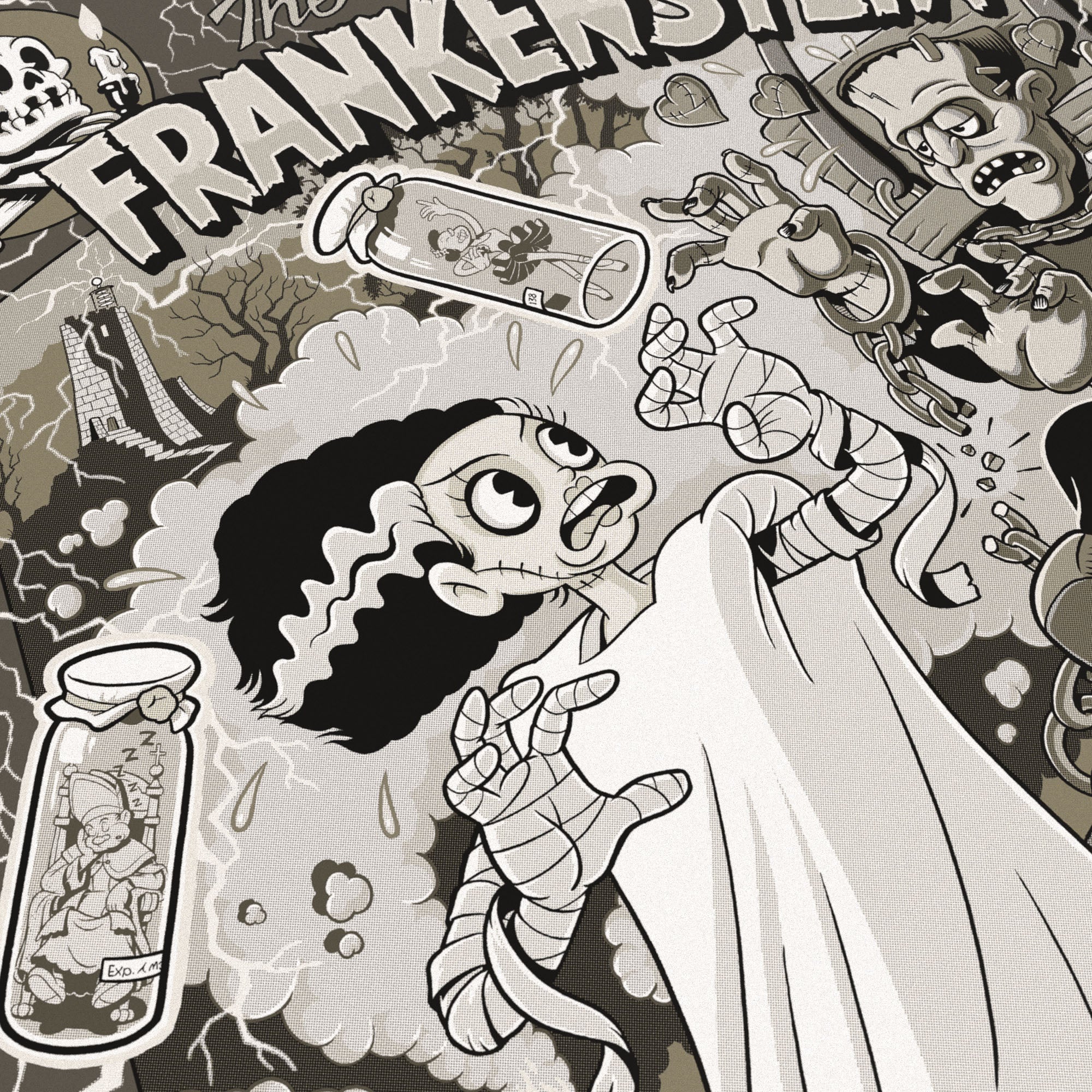 Bride of Frankenstein Movie Poster - Classic Horror Film Art Print - Perfect for Halloween Decor, Movie Room & Gothic Home Decor
