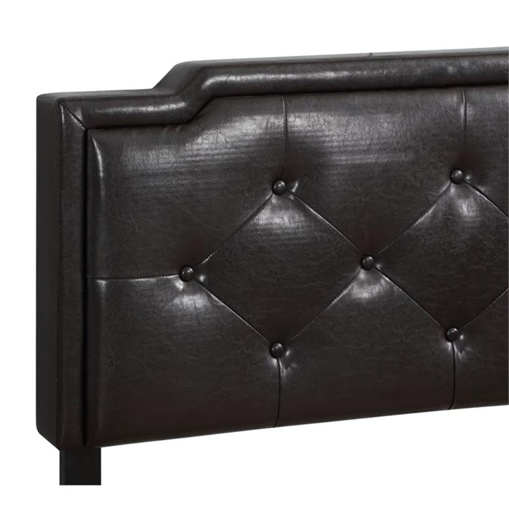 Glory Furniture Deb Faux Leather Upholstered Queen Size Bed Frame in Cappuccino Brown - Luxurious Modern Bedroom Furniture for Master Suite or Guest Room