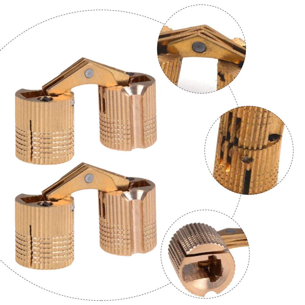 2PCS Solid Copper Concealed Hinges - Spring Loaded Hidden Door Hinges for Cabinet, Furniture & DIY Projects - Automatic Self-Closing Flap Hinges (Copper Finish) - Perfect for Kitchen Cabinets, Wardrobes & Storage Boxes