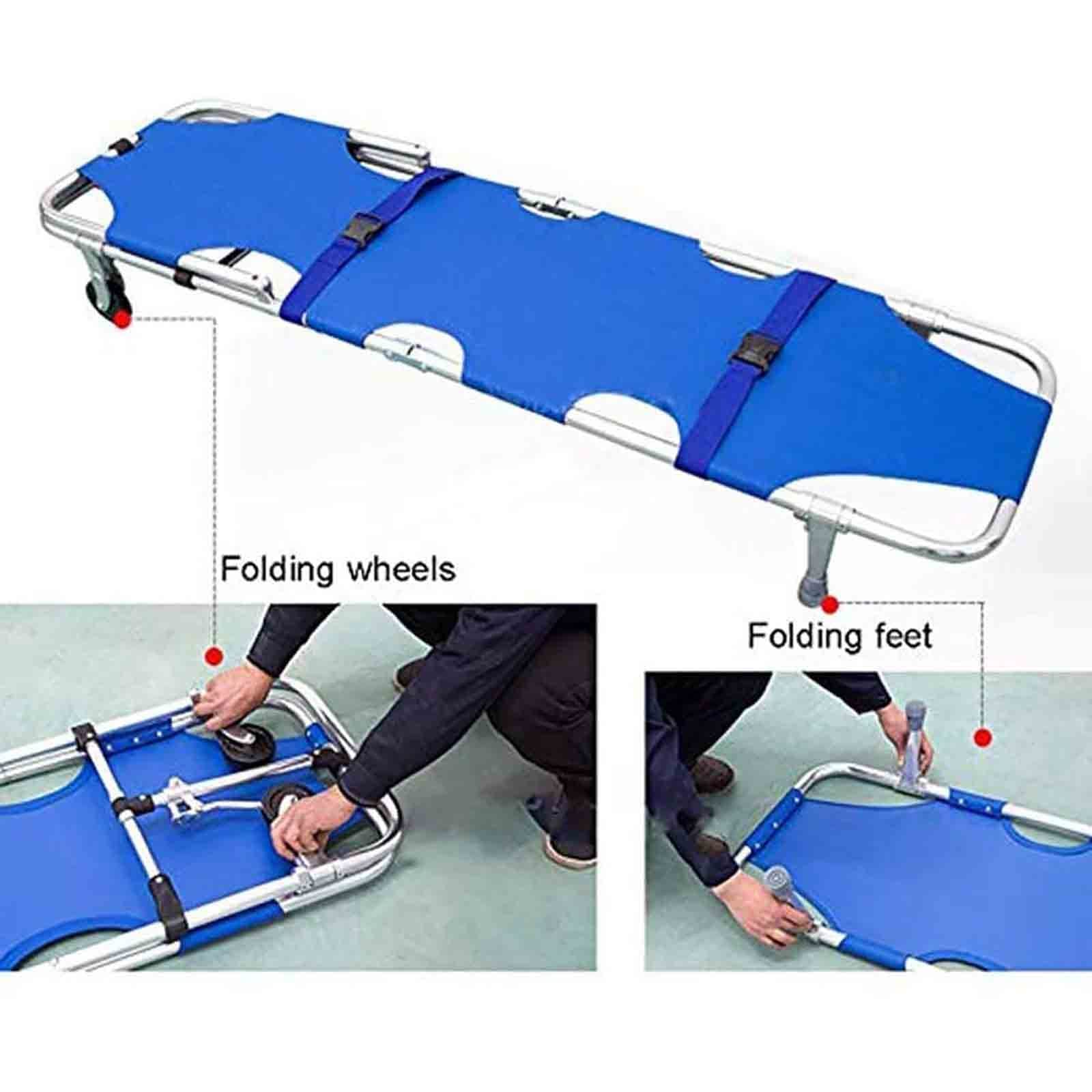 Portable Folding Emergency Stretcher - Lightweight Aluminum Rescue Stretcher with Wheels for Patient Transport | First Aid, Disaster Relief & Outdoor Camping Use