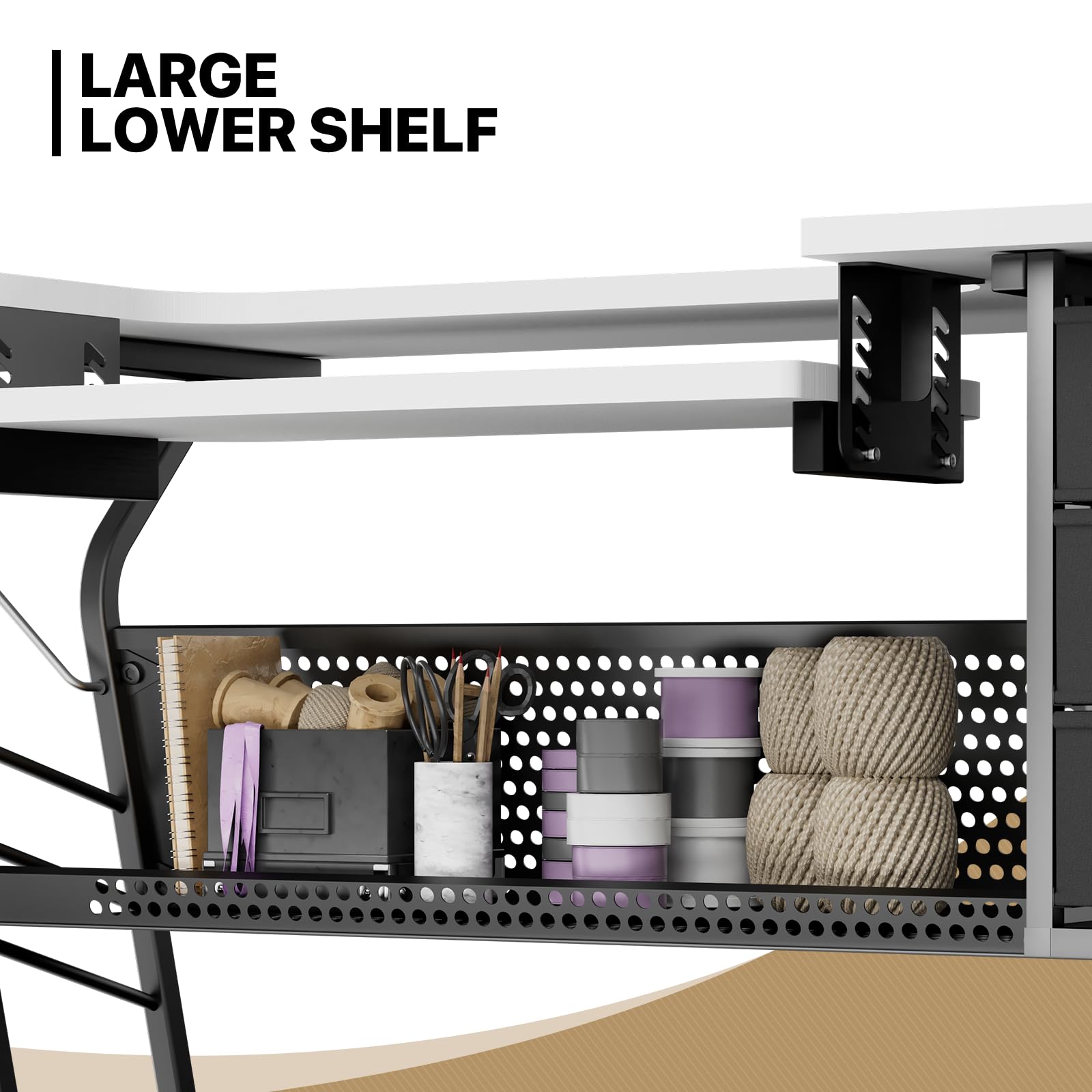 MoNiBloom 60 Inch Large Sewing Craft Table with Adjustable Shelf, Spacious Cutting Area & Storage Drawer - Sturdy Multi-Functional Sewing Machine Table & Computer Desk for Quilting, DIY Projects & Home Office Workspace