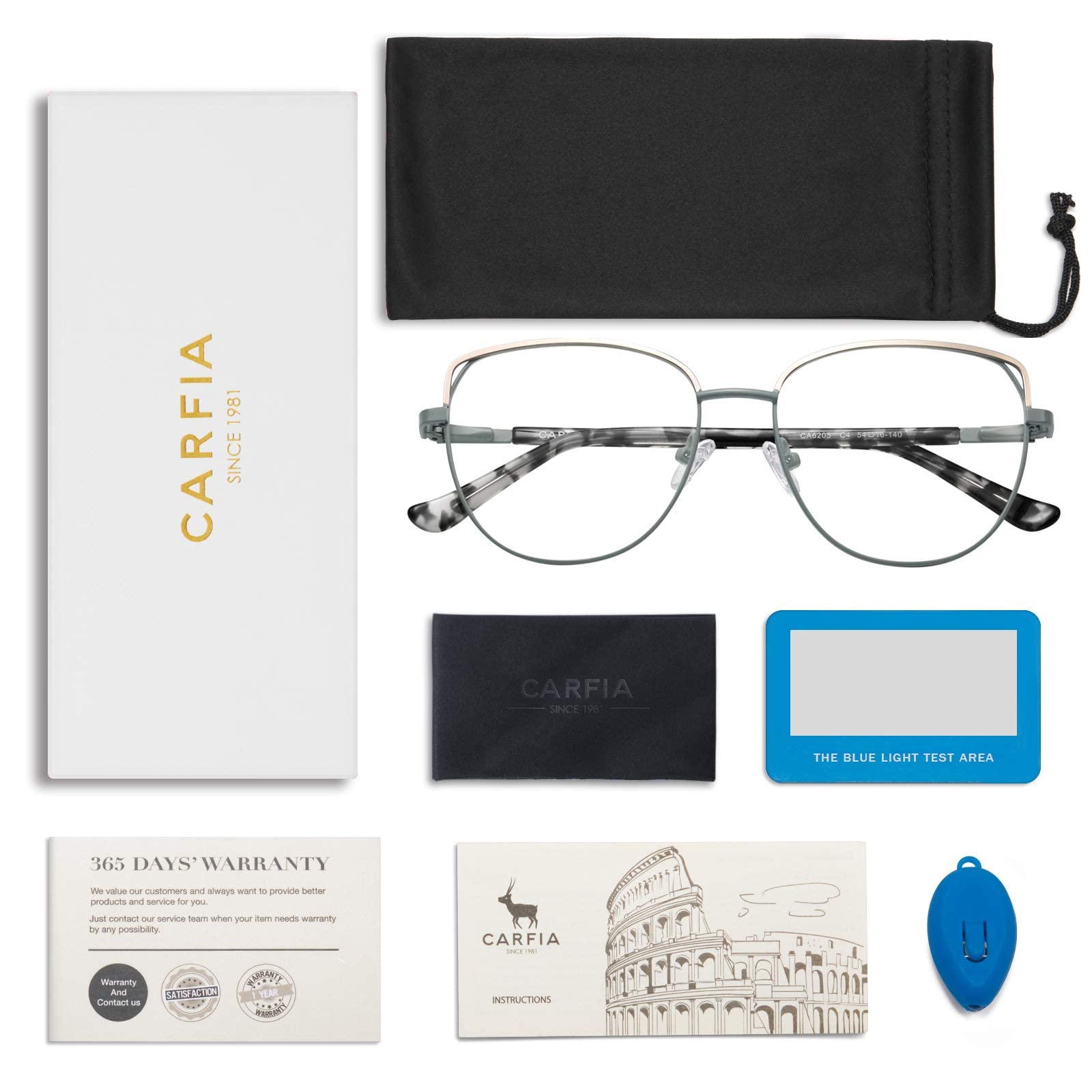 CARFIA CA6205 Blue Light Blocking Glasses for Women - Anti Eye Strain Computer Glasses for Work, Gaming & Screen Time