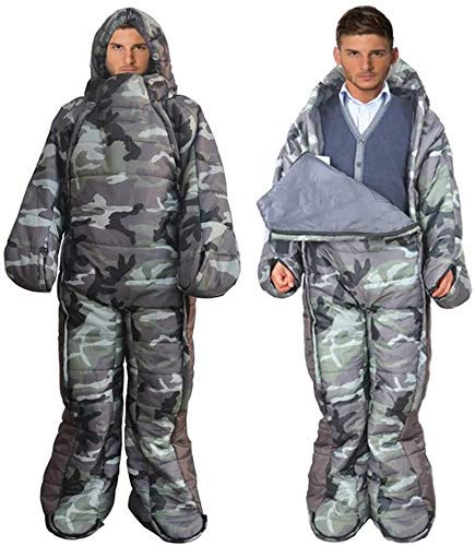 Adult Wearable Sleeping Bag Jacket with Feet & Sleeves - Waterproof Windproof Thermal Sleeping Suit for Camping, Hiking, Backpacking & Outdoor Adventures | Includes Compression Sack | Perfect for Cold Weather Camping & Winter Outdoor Activities