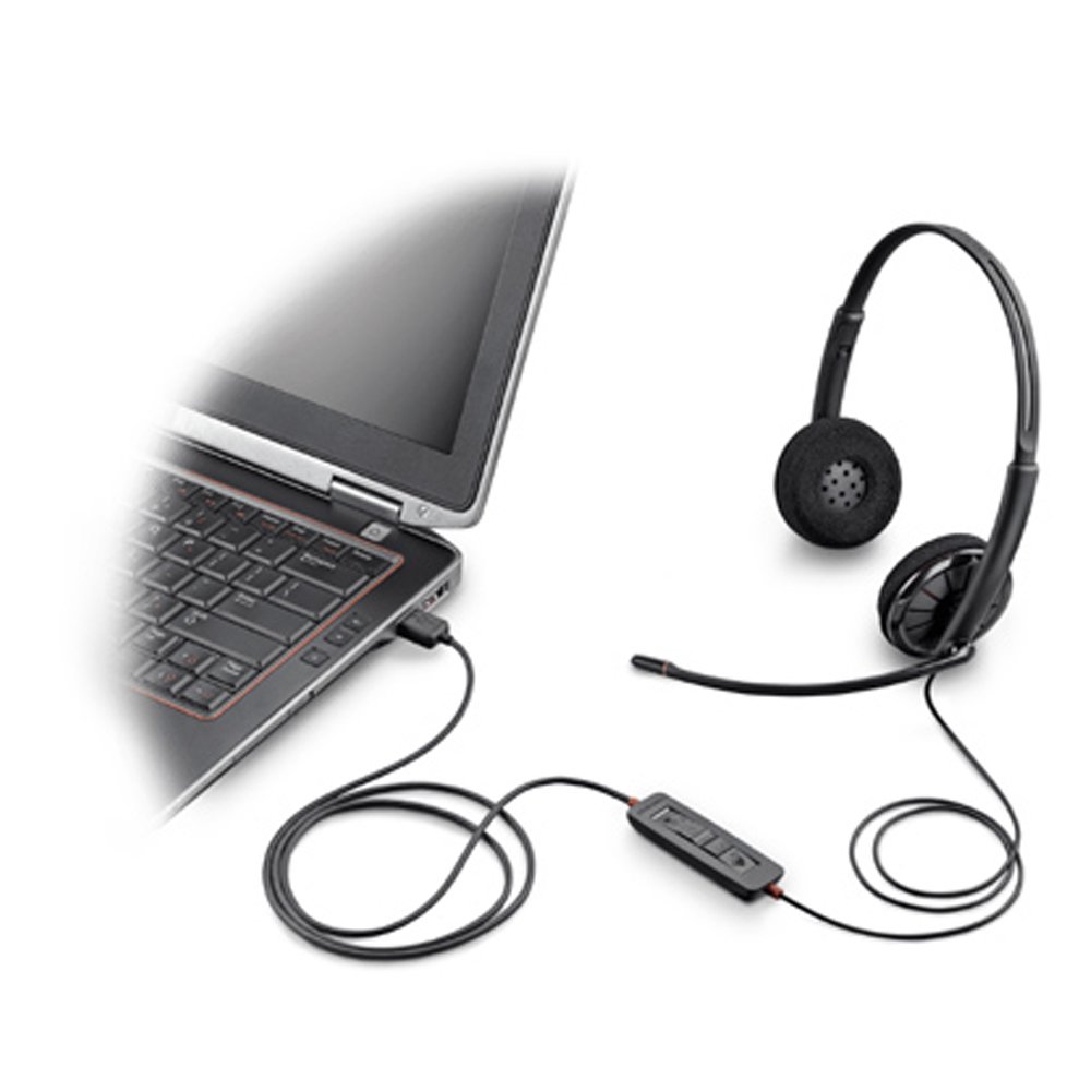 Plantronics 85619-101 Black Wire C320 Wired Headset - On-Ear Noise Cancelling Headphones with Microphone for Office, Call Center & Remote Work (Gray)