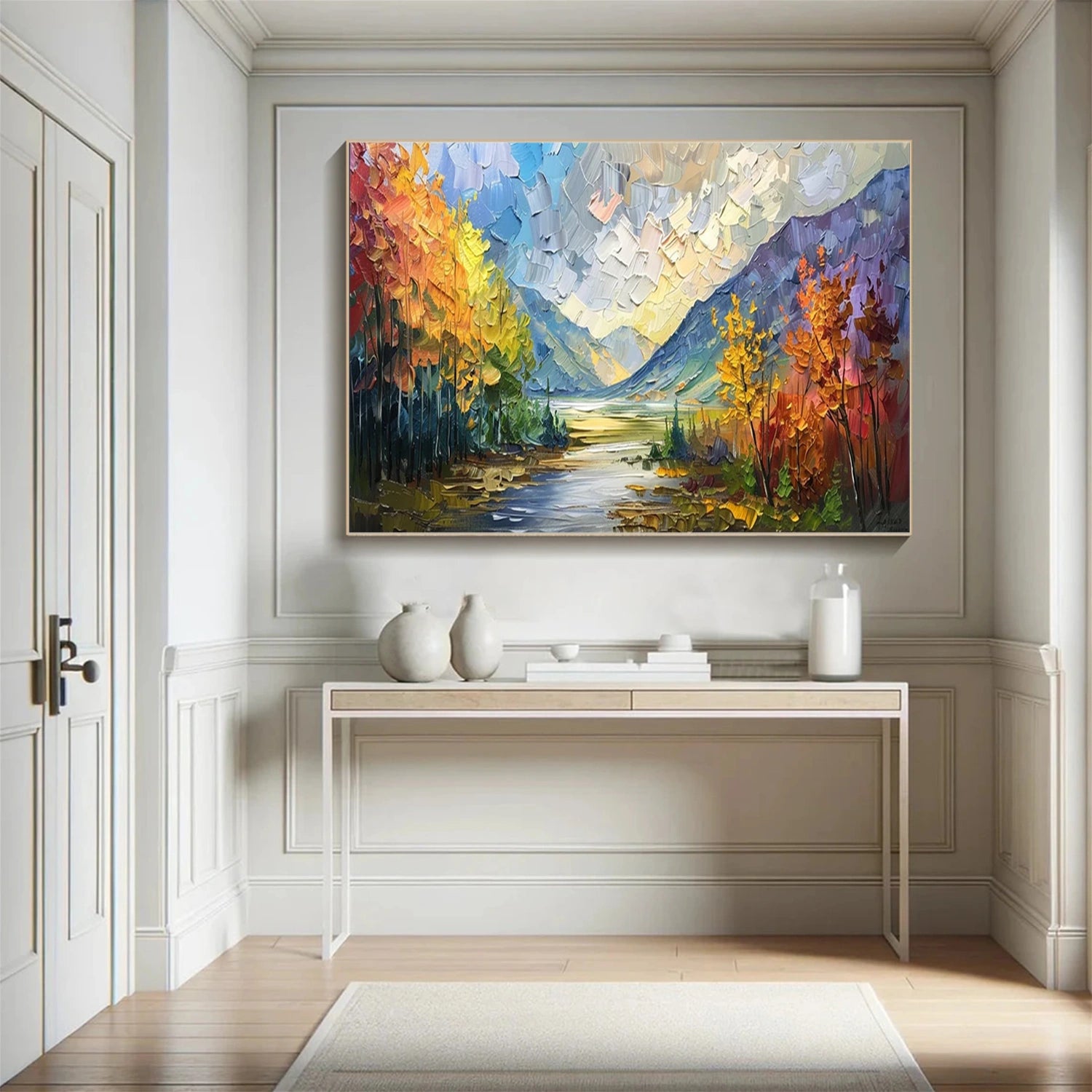 Beautiful Flower and Tree Painting #FT176 - Handmade Canvas Art for Home Decor, Living Room, Bedroom & Office Wall