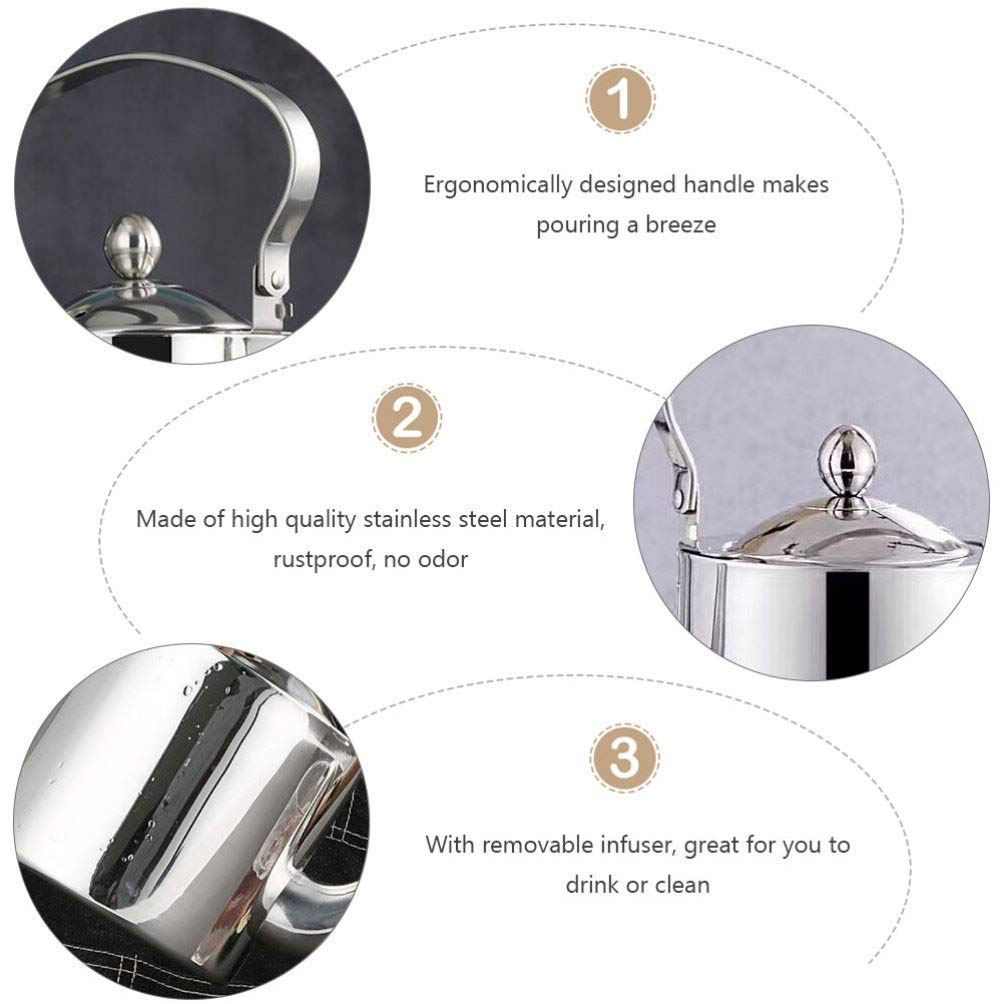 Premium Stainless Steel Teapot with Infuser - Stovetop Safe Tea Kettle for Loose Leaf & Herbal Tea - Perfect for Home, Office & Outdoor Tea Brewing