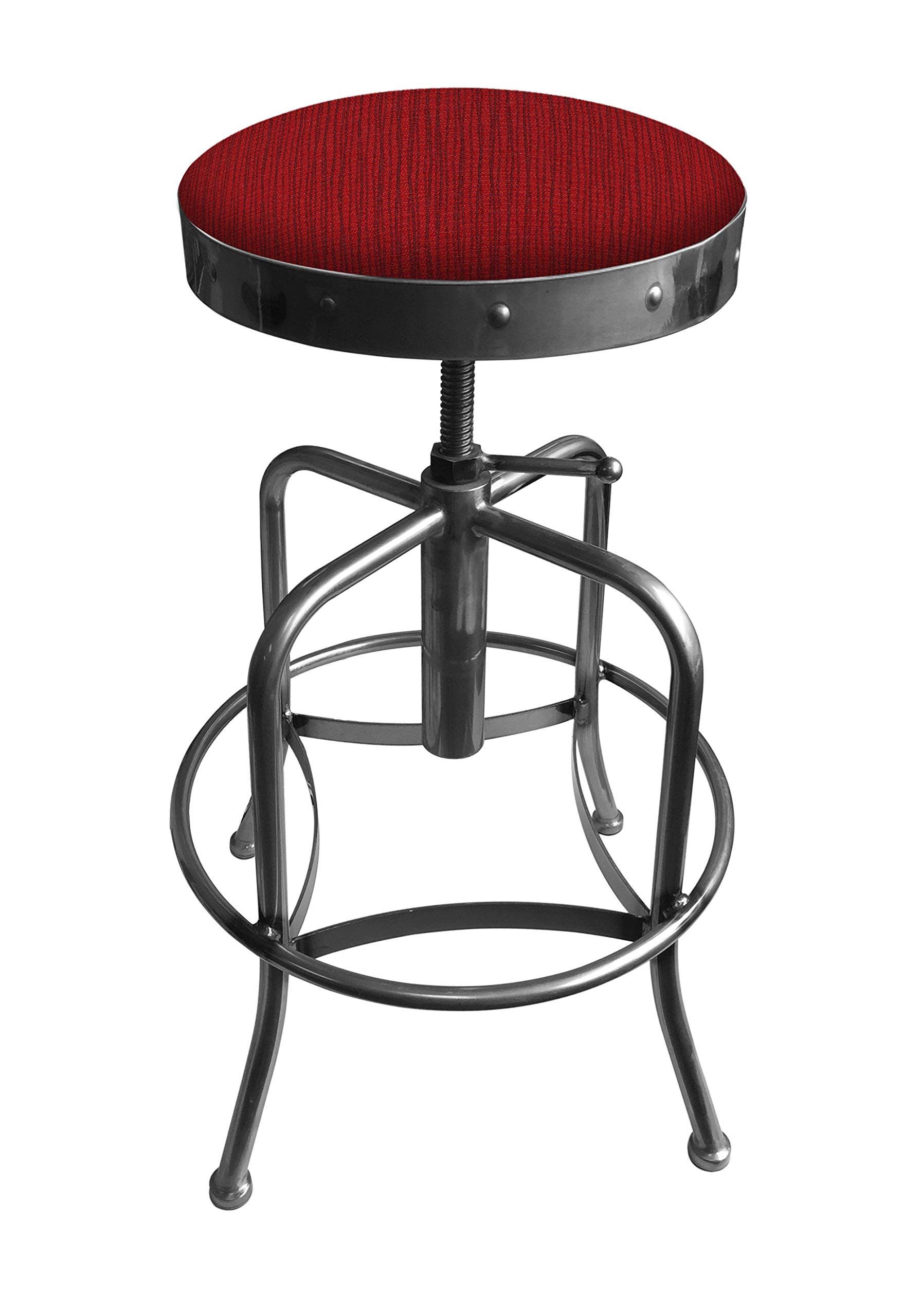 910 Industrial Adjustable Stool with Clear Coat Finish & Graph Ruby Seat - Heavy Duty Workshop Stool for Garage, Factory, and Office Use