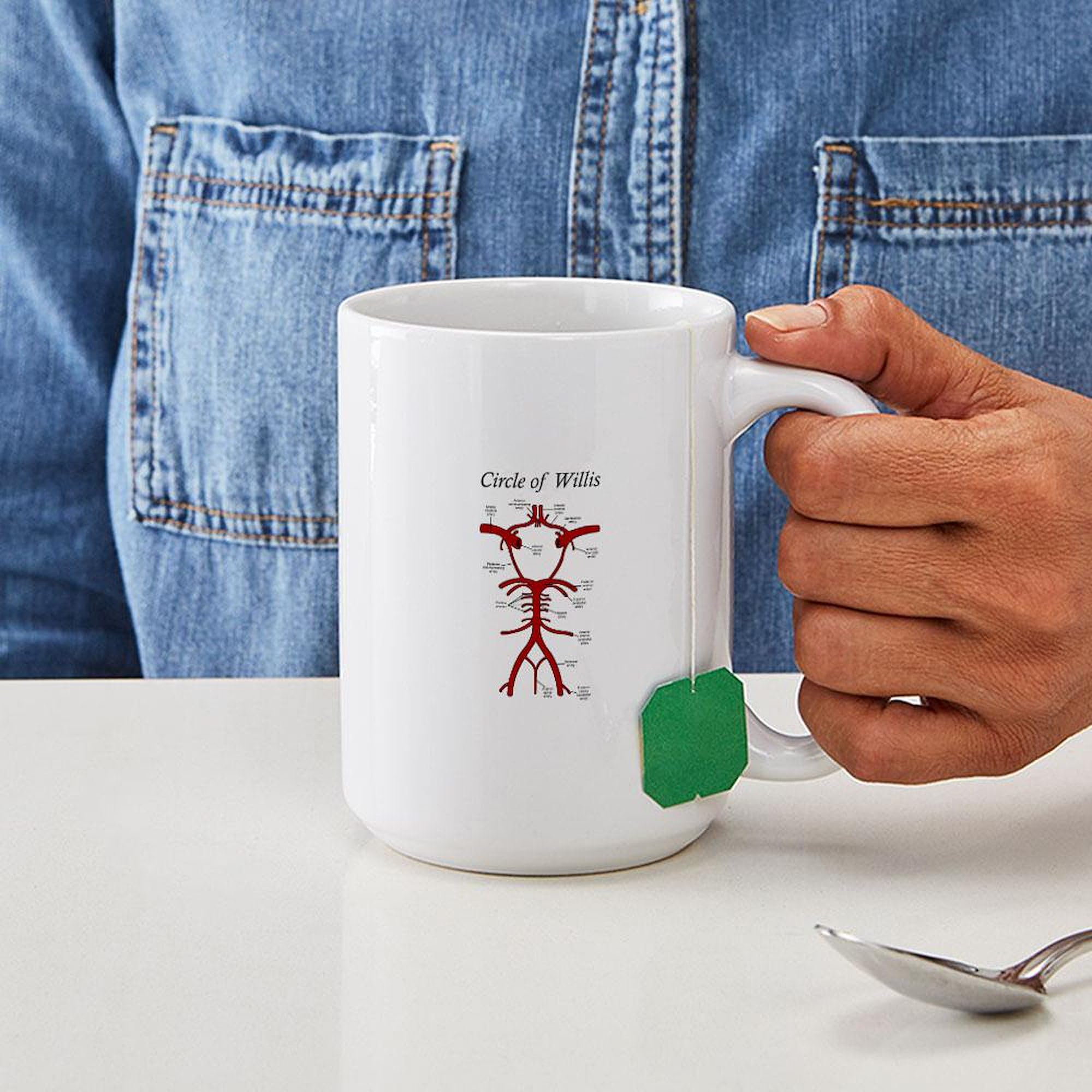 Circle of Willis 15 oz (444 ml) Ceramic Coffee Mug - Funny Neurology Gift for Doctors, Nurses & Medical Students - Perfect for Coffee, Tea or Hot Chocolate at Home or Office