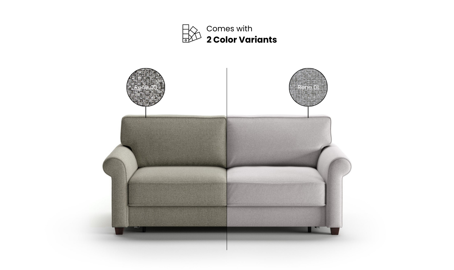 Luonto Casey Fabric Sofa Sleeper - Convertible Sleeper Sofa Bed with Walnut Legs in Multiple Sizes (Queen, Full, Twin) - Perfect for Small Apartments, Guest Rooms & Home Offices