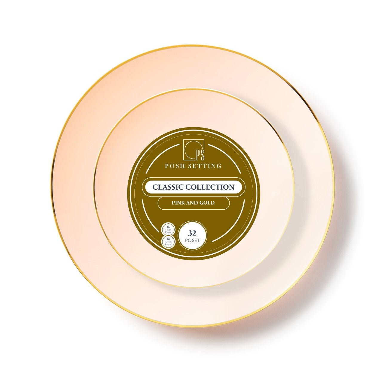 192-Pack Pink & Gold Round Plastic Dinnerware Set for 96 Guests - Eco-Friendly Disposable Plates, Forks, Knives & Spoons - Perfect for Weddings, Parties, Picnics & Outdoor Events