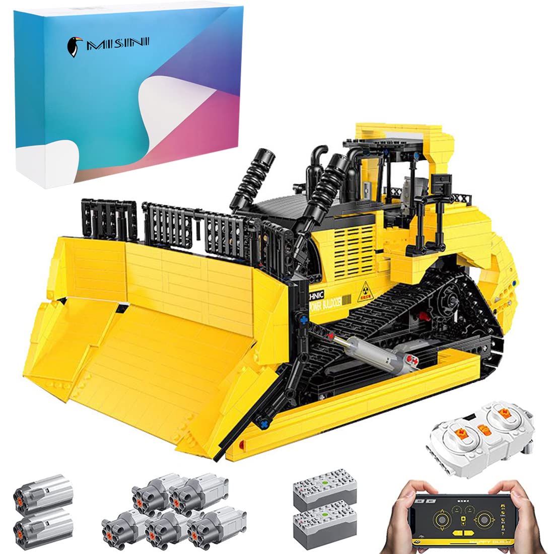 MISINI 22011 RC Bulldozer Building Blocks Set - 1866 PCS Large Construction Toy, Compatible with Lego D11 42131, STEM Educational Gift for Kids & Adults, Perfect for Indoor Play & DIY Projects