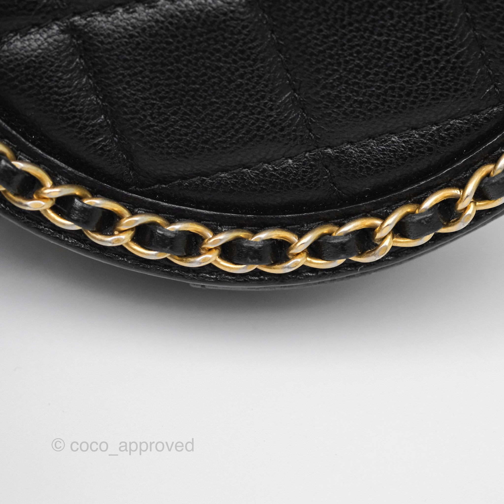Chanel Black Lambskin Chained Round Filigree Clutch with Gold Hardware - Elegant Evening Bag for Parties, Weddings & Special Occasions