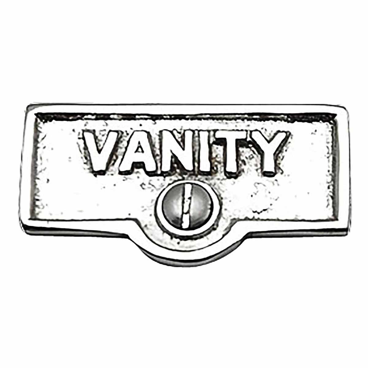 VANITY Name Signs & Labels - Switch Plate Tags in Chrome & Brass for Home Renovation & Decor - Perfect for Bathroom, Bedroom, and Office Organization
