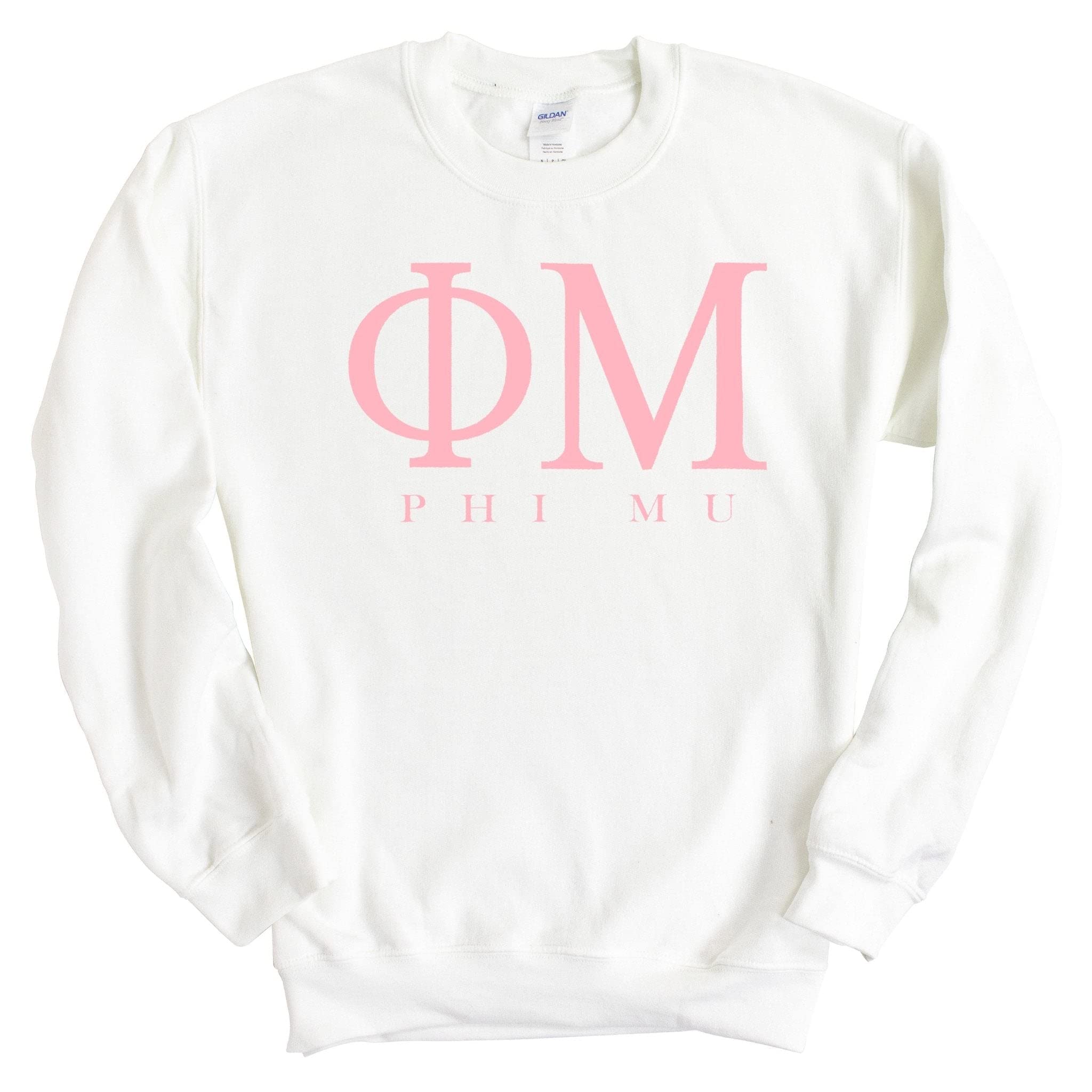 Phi Mu Pink Letter Sorority Crewneck Sweatshirt | Greek Life Apparel | Comfortable College Sweatshirt for Sorority Sisters, Campus Events & Sisterhood Activities