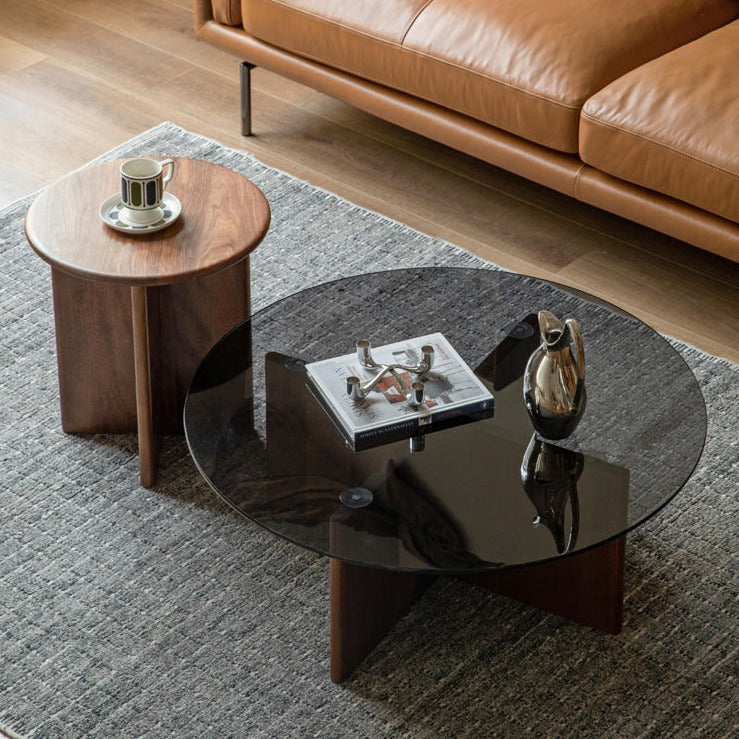 Black Walnut Round Coffee Table with Storage - Modern Living Room Furniture for Small Spaces | Perfect for Apartments, Dorms & Cozy Homes