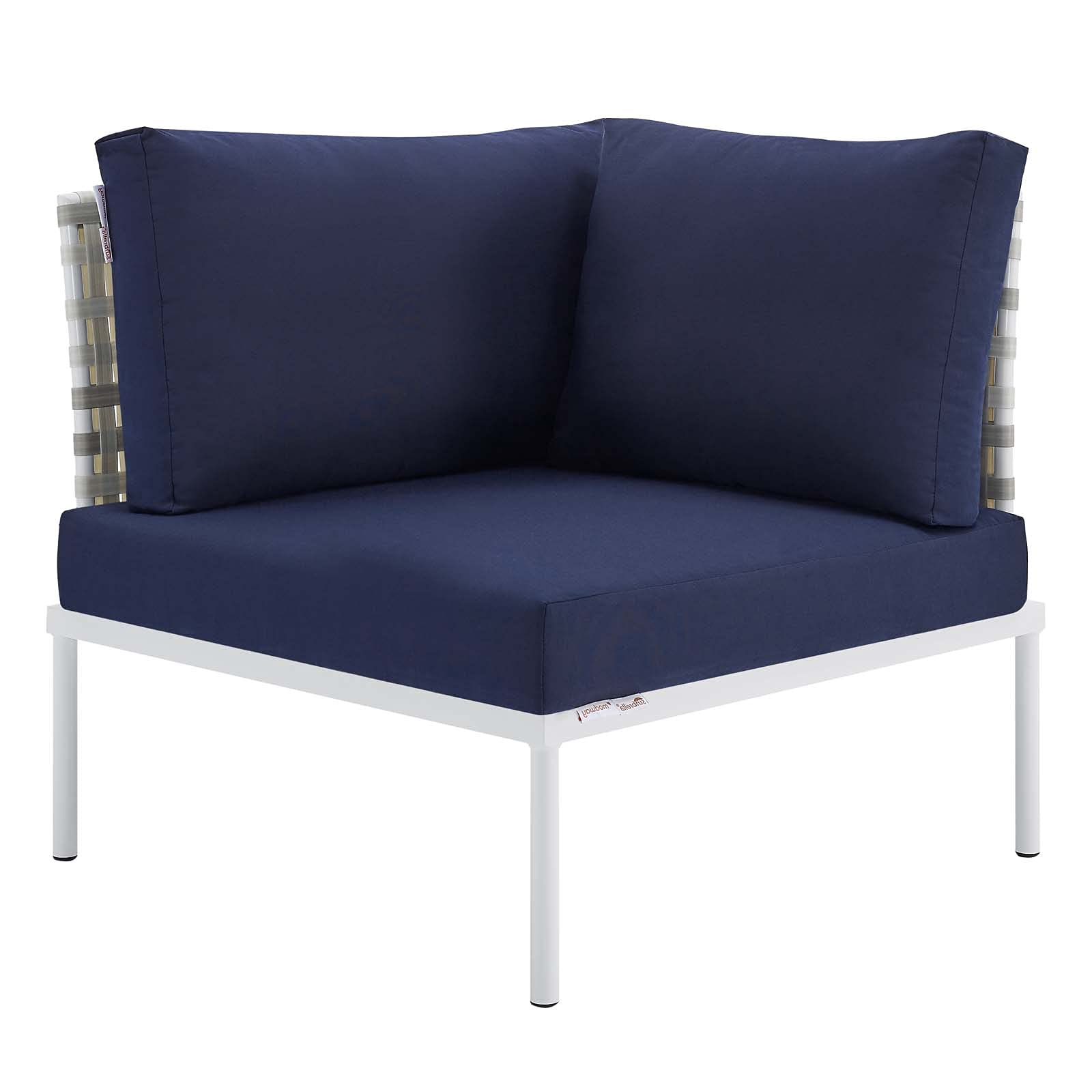 Modern Navy Blue Aluminum Lounge Sectional Sofa Set with Table - Outdoor Patio Furniture for Garden, Cafe, Poolside & Backyard Relaxation