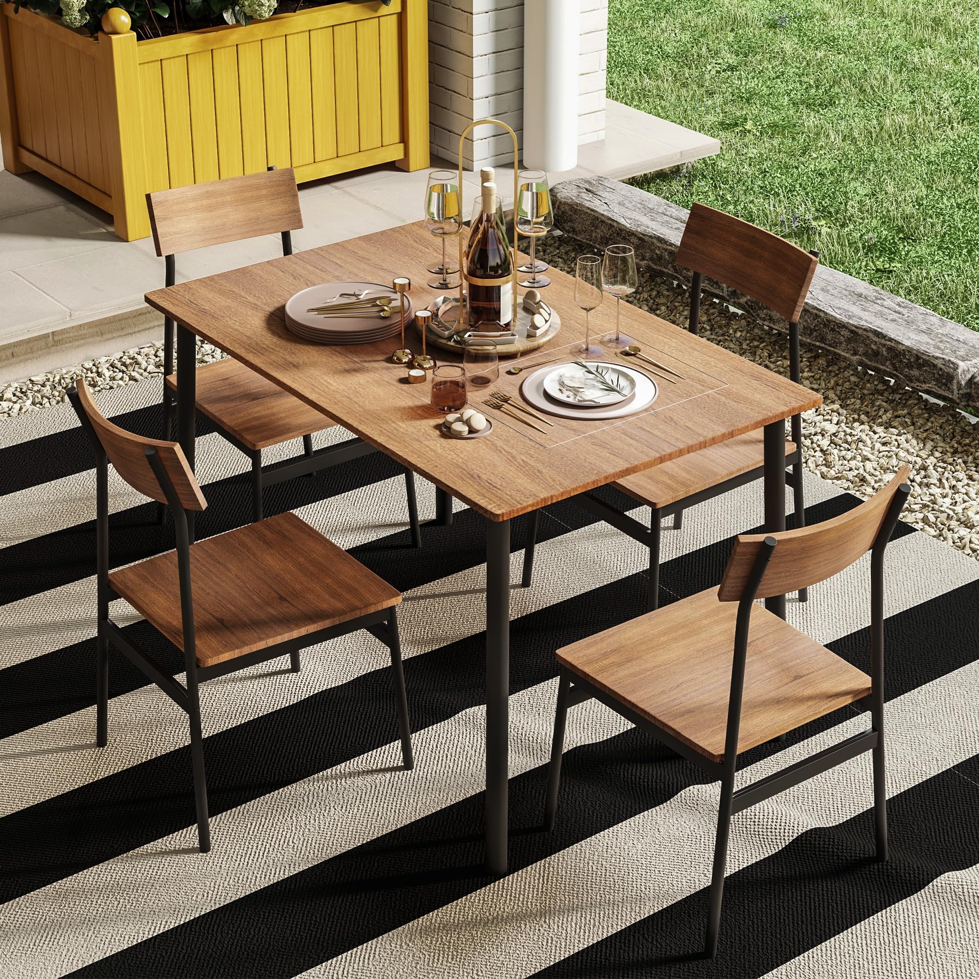 5-Piece Dining Room Table and Chairs Set for 4 - Modern Kitchen Dining Table with 4 Chairs - Perfect for Small Spaces, Breakfast Nook, and Family Meals