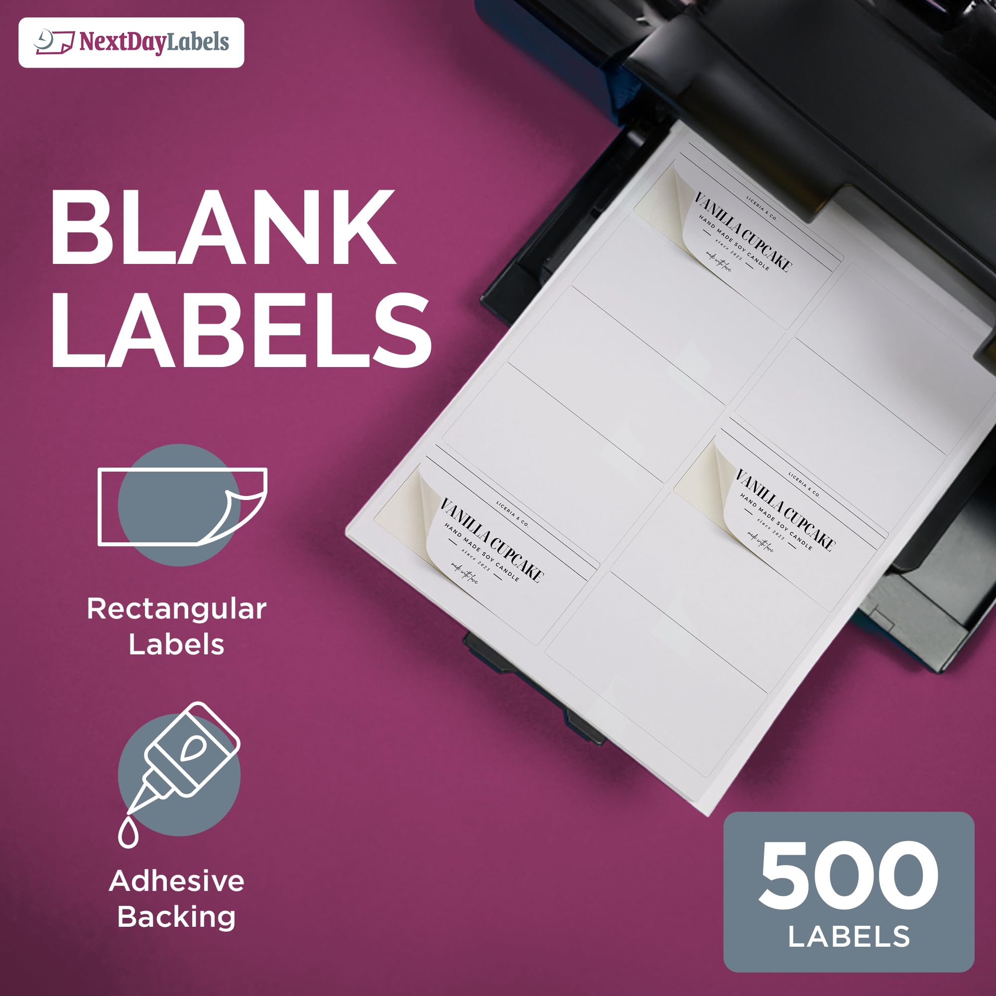 NextDayLabels – 4” x 2” White Rectangular Sticker Labels for Laser/Inkjet Printers - 500 Sheets (10 Per Sheet, 5000 Labels) - Perfect for Shipping, Return Address & Mailing Labels - Ideal for E-commerce, Business & Home Office Use