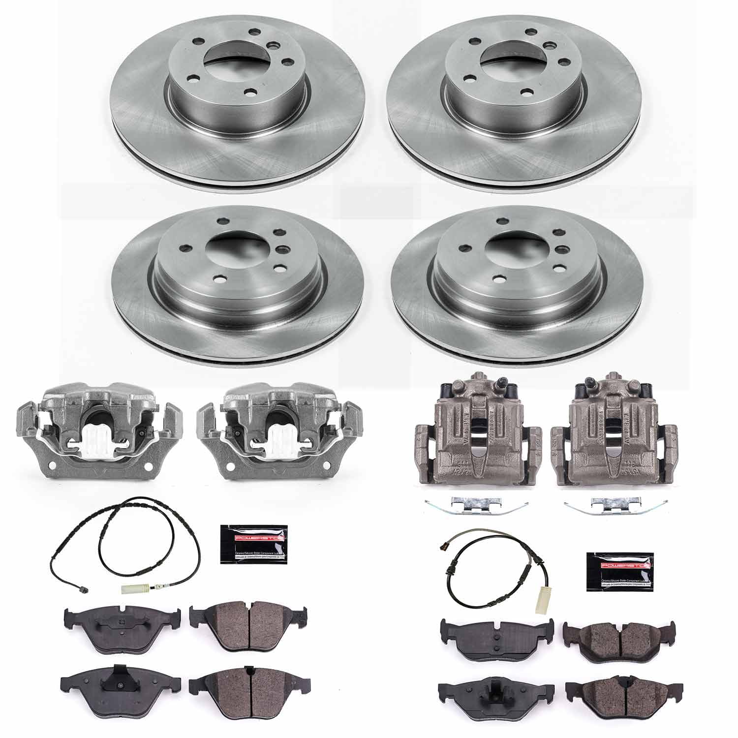 Power Stop KCOE7024 Front & Rear Brake Caliper Kit - Ceramic Brake Pads & Rotors for BMW X1 2013-2015 | High-Performance Braking System | Perfect for City Driving & Mountain Roads