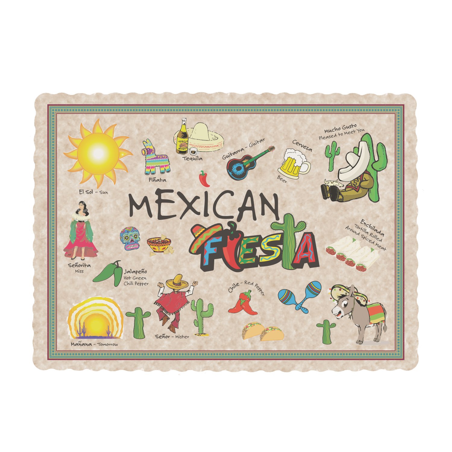 Royal Mexican Fiesta Placemats - Set of 1000 Colorful Party Table Mats for Cinco de Mayo, Taco Tuesday & Mexican Theme Decorations - Perfect for Restaurants, Catering & Home Entertaining
