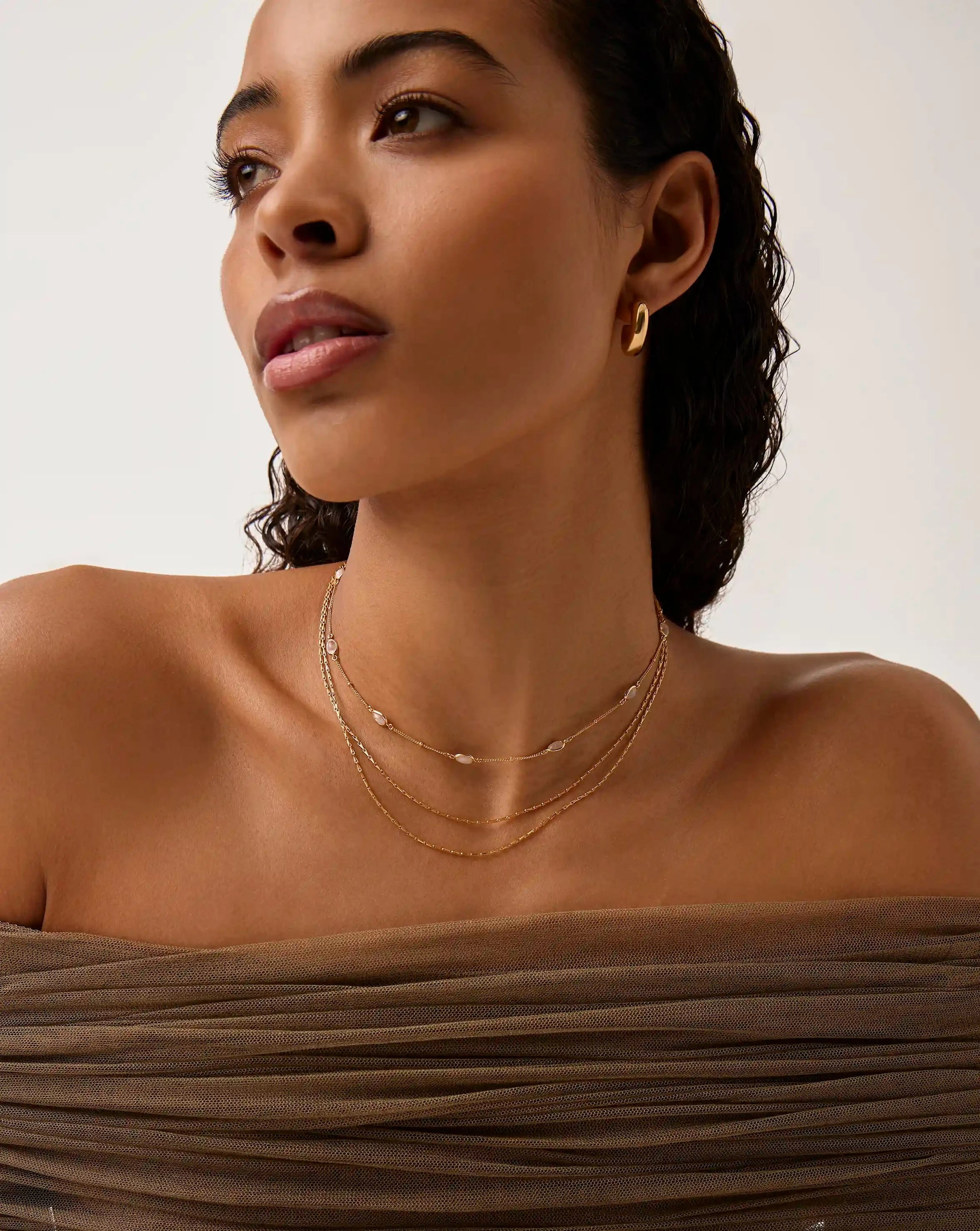Magma & Twisted Double Chain Necklace Set - 18k Gold Vermeil Jewelry for Women | Perfect for Date Night, Parties & Special Occasions